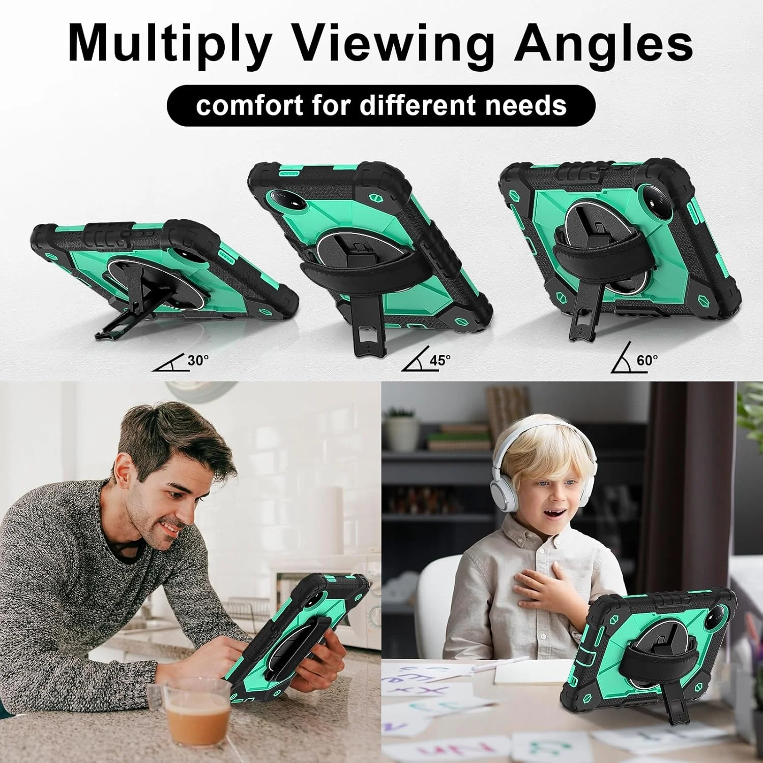 کاور تبلت سازگار با شیائومی Redmi Pad SE 8.7 اینچ مدل 2024، کاور محافظ کامل ضد ضربه با قابلیت چرخش 360 درجه، دارای دستگیره چند منظوره و بند شانه برای استفاده در منزل (مشکی) کاور تبلت سازگار با شیائومی Redmi Pad SE 8.7 اینچ مدل 2024، کاور محافظ کامل ضد ضربه با قابلیت چرخش 360 درجه، دارای دستگیره چند منظوره و بند شانه برای استفاده در منزل (مشکی)