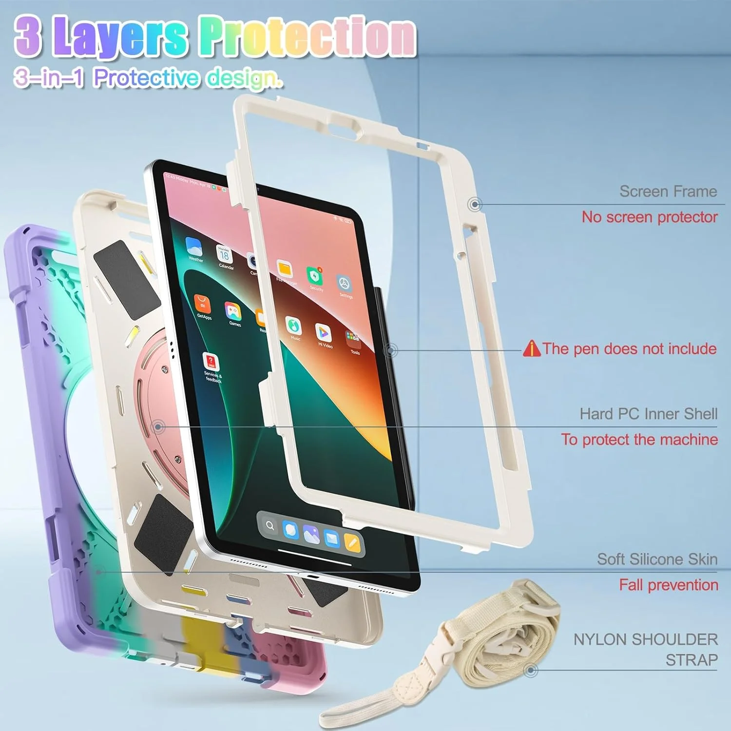 Tablet Cover Case Compatible with Xiaomi Mi Pad 5/MiPad 5 Pro 11 inch 2021 Released,Heavy Duty TPU Shockproof Kids Case,360 Degree Rotating Multi-Function Grip Bracket+Shoulder Strap Rugged Cover Tabl Tablet Cover Case Compatible with Xiaomi Mi Pad 5/MiPad 5 Pro 11 inch 2021 Released,Heavy Duty TPU Shockproof Kids Case,360 Degree Rotating Multi-Function Grip Bracket+Shoulder Strap Rugged Cover Tabl