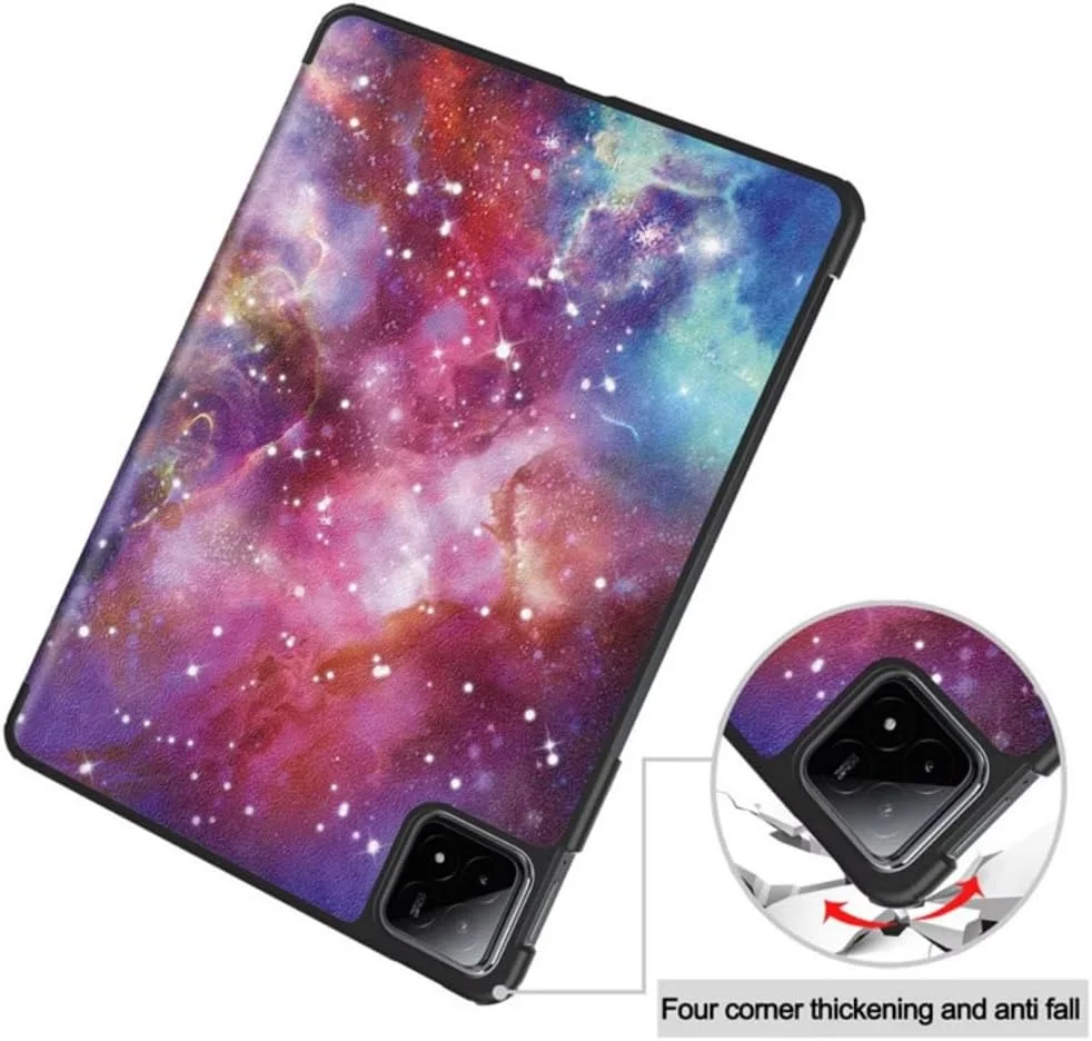 Gruattreay Tablet Case Compatible with Xiaomi Pad 6S Pro 12.4 Inch, PU Leather Protective Case with Smart Hibernation Function and Stand for Mi Pad 6S Pro (Black)