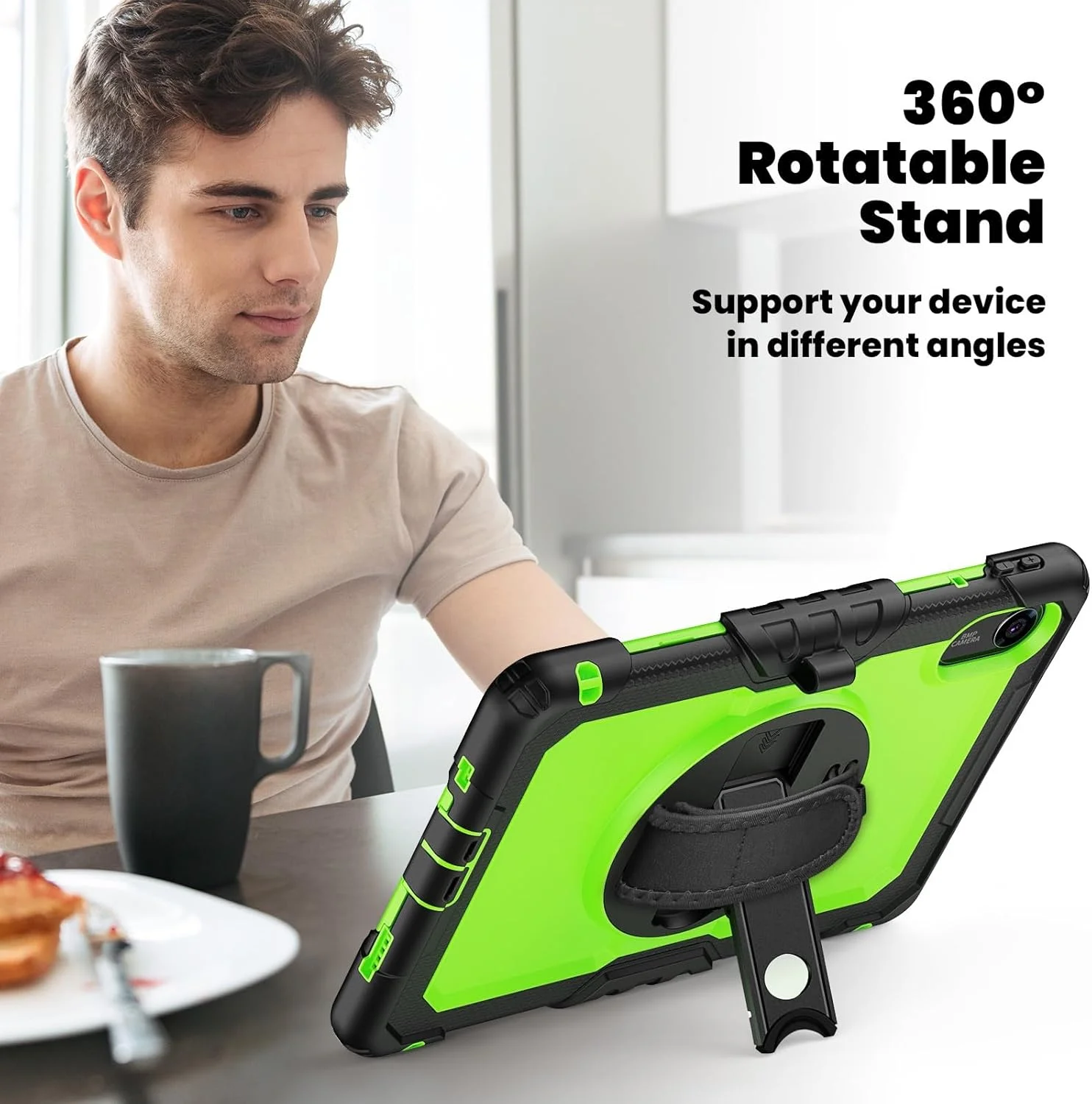 محافظ تبلت برای شیائومی Redmi Pad 2 11 اینچ 2025 به همراه محافظ صفحه نمایش، قاب مقاوم در برابر ضربه با [پایه تاشو] و [بند شانه]، دارای بند چرخشی 360 درجه برای دست و شانه (زرد)