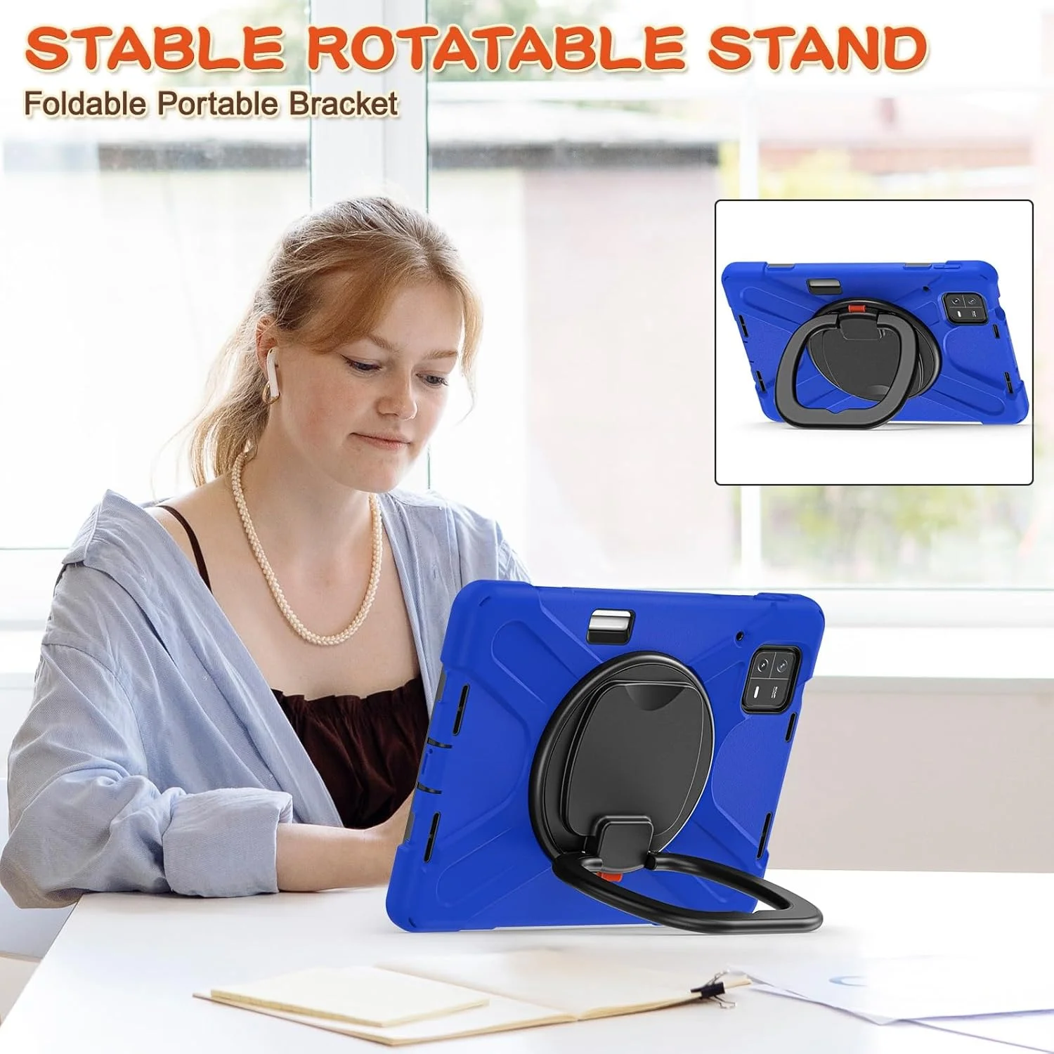 کاور تبلت سازگار با شیائومی پد 6/پد 6 پرو 11 اینچ نسخه 2023، کاور ضد ضربه TPU سنگین مناسب کودکان، دارای پایه چرخشی 360 درجه چند منظوره + بند شانه ای، کاور مقاوم تبلت کاور تبلت سازگار با شیائومی پد 6/پد 6 پرو 11 اینچ نسخه 2023، کاور ضد ضربه TPU سنگین مناسب کودکان، دارای پایه چرخشی 360 درجه چند منظوره + بند شانه ای، کاور مقاوم تبلت