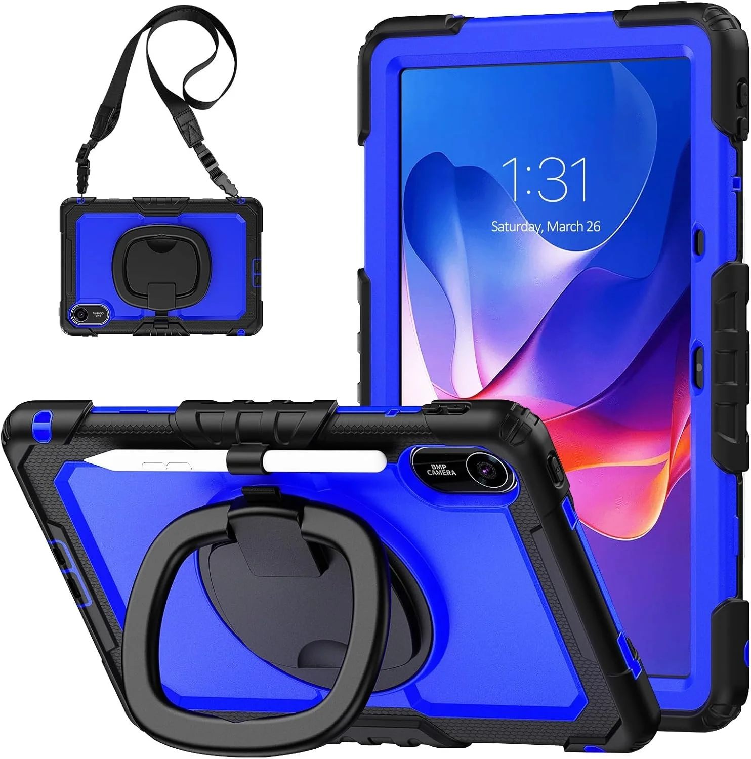 Travel with Tablet Case for Xiaomi Redmi Pad 2 11 Inch 2025 with Screen Protector, Rugged Protective Case with Rotating Handle and Silicone for (Navy Blue PC) Travel with Tablet Case for Xiaomi Redmi Pad 2 11 Inch 2025 with Screen Protector, Rugged Protective Case with Rotating Handle and Silicone for (Navy Blue PC)