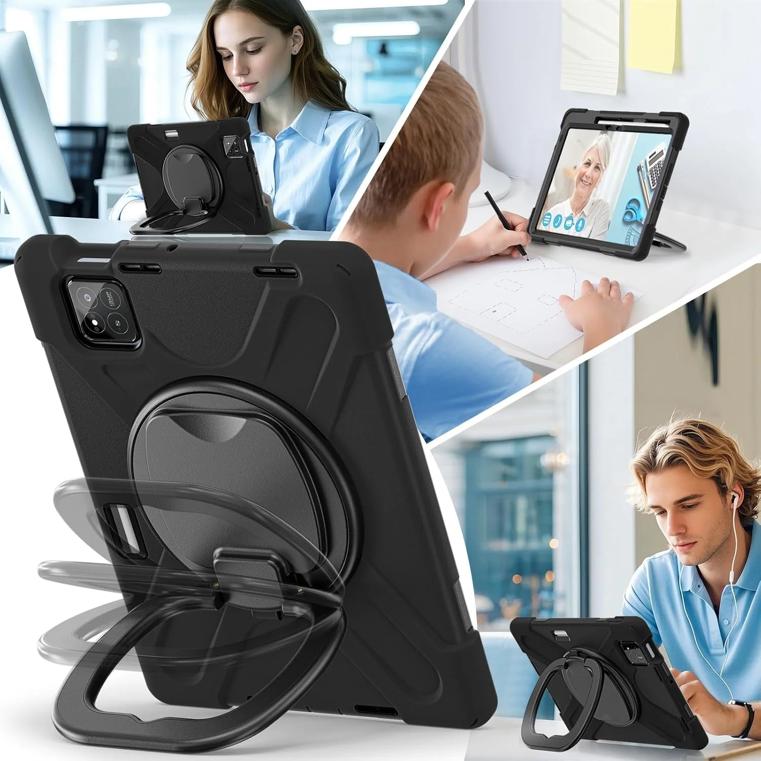 کاور تبلت سازگار با شیائومی Mi Pad 7/Mi Pad 7 Pro 11.2 اینچ 2024، کاور ضد ضربه TPU سنگین مناسب کودکان، دارای پایه چند منظوره چرخان 360 درجه + بند شانه ای، کاور مقاوم تبلت مناسب منزل کاور تبلت سازگار با شیائومی Mi Pad 7/Mi Pad 7 Pro 11.2 اینچ 2024، کاور ضد ضربه TPU سنگین مناسب کودکان، دارای پایه چند منظوره چرخان 360 درجه + بند شانه ای، کاور مقاوم تبلت مناسب منزل