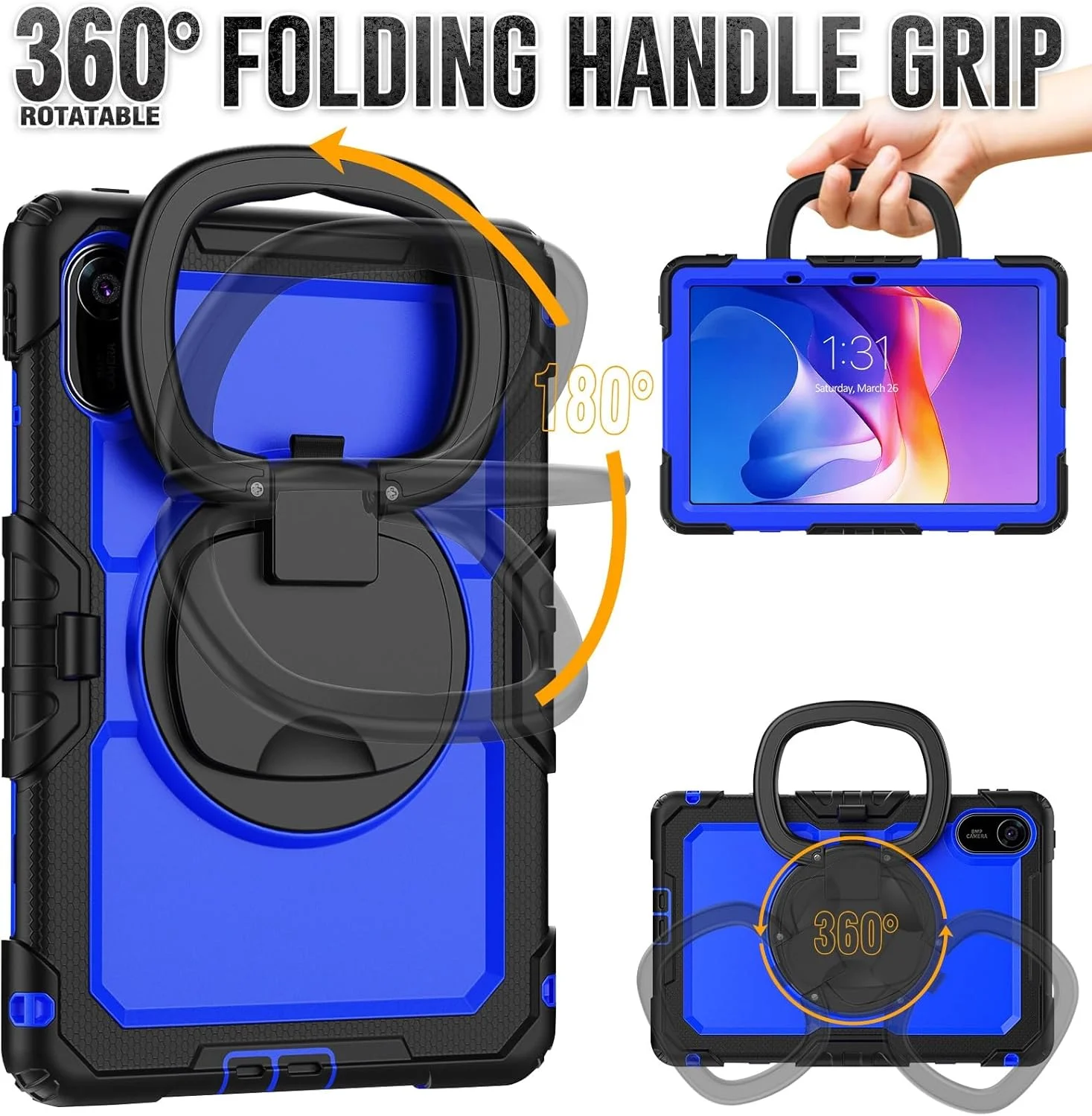 Travel with Tablet Case for Xiaomi Redmi Pad 2 11 Inch 2025 with Screen Protector, Rugged Protective Case with Rotating Handle and Silicone for (Navy Blue PC) Travel with Tablet Case for Xiaomi Redmi Pad 2 11 Inch 2025 with Screen Protector, Rugged Protective Case with Rotating Handle and Silicone for (Navy Blue PC)
