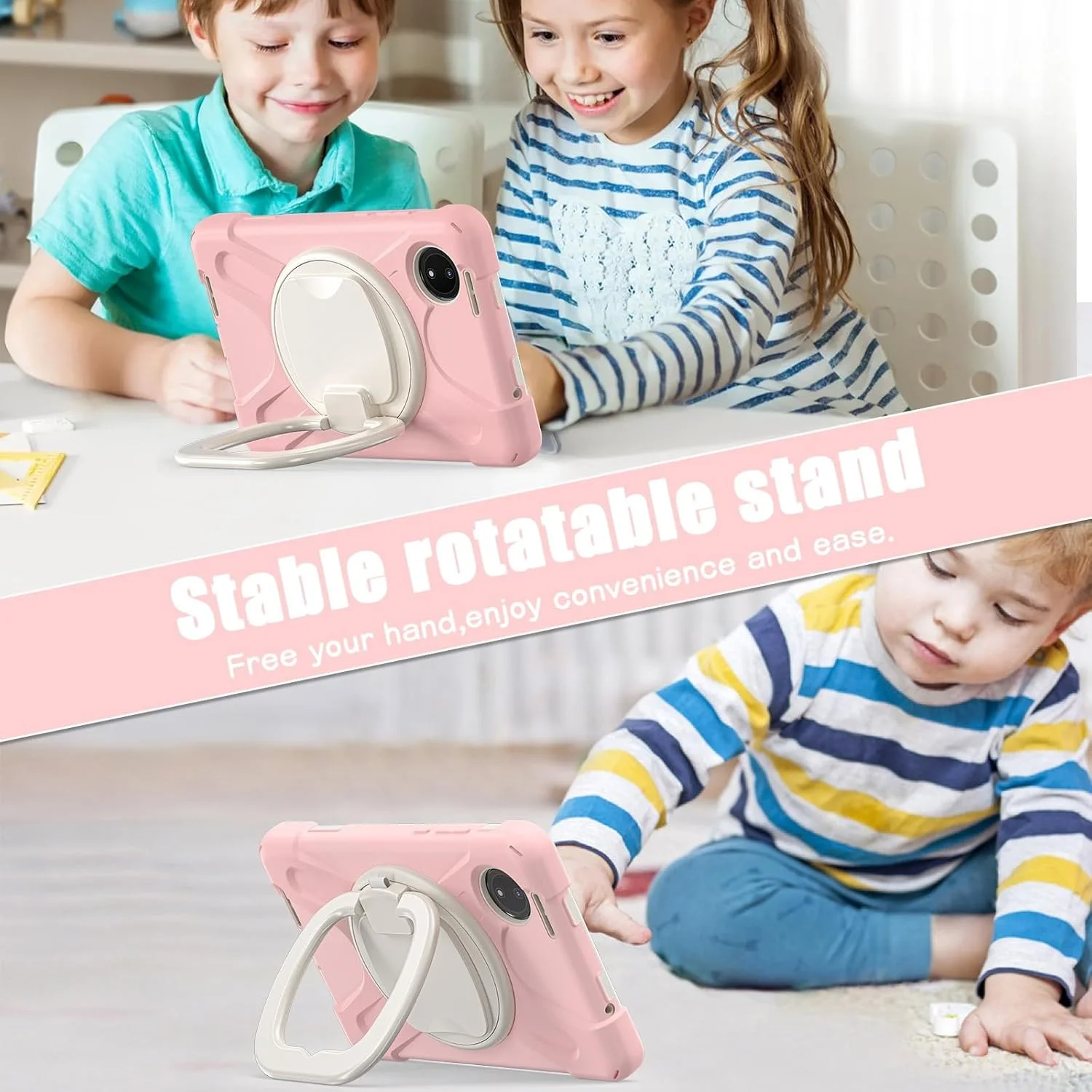 کاور تبلت سازگار با شیائومی Redmi Pad SE 8.7 اینچ (عرضه شده در سال 2024)، کاور ضد ضربه TPU سنگین، کاور مقاوم با پایه چرخشی 360 درجه چند منظوره + بند شانه مناسب برای تبلت در خانه کاور تبلت سازگار با شیائومی Redmi Pad SE 8.7 اینچ (عرضه شده در سال 2024)، کاور ضد ضربه TPU سنگین، کاور مقاوم با پایه چرخشی 360 درجه چند منظوره + بند شانه مناسب برای تبلت در خانه