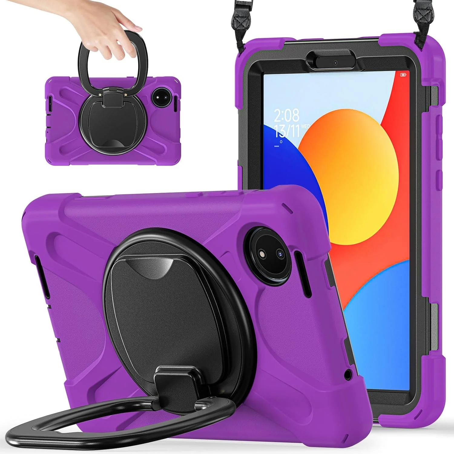 کیف تبلت مناسب برای تبلت شیائومی Redmi Pad SE 8.7 اینچ 2024، کاور بادوام و ضد ضربه با پایه چرخان 360 درجه و بند شانه کیف تبلت مناسب برای تبلت شیائومی Redmi Pad SE 8.7 اینچ 2024، کاور بادوام و ضد ضربه با پایه چرخان 360 درجه و بند شانه