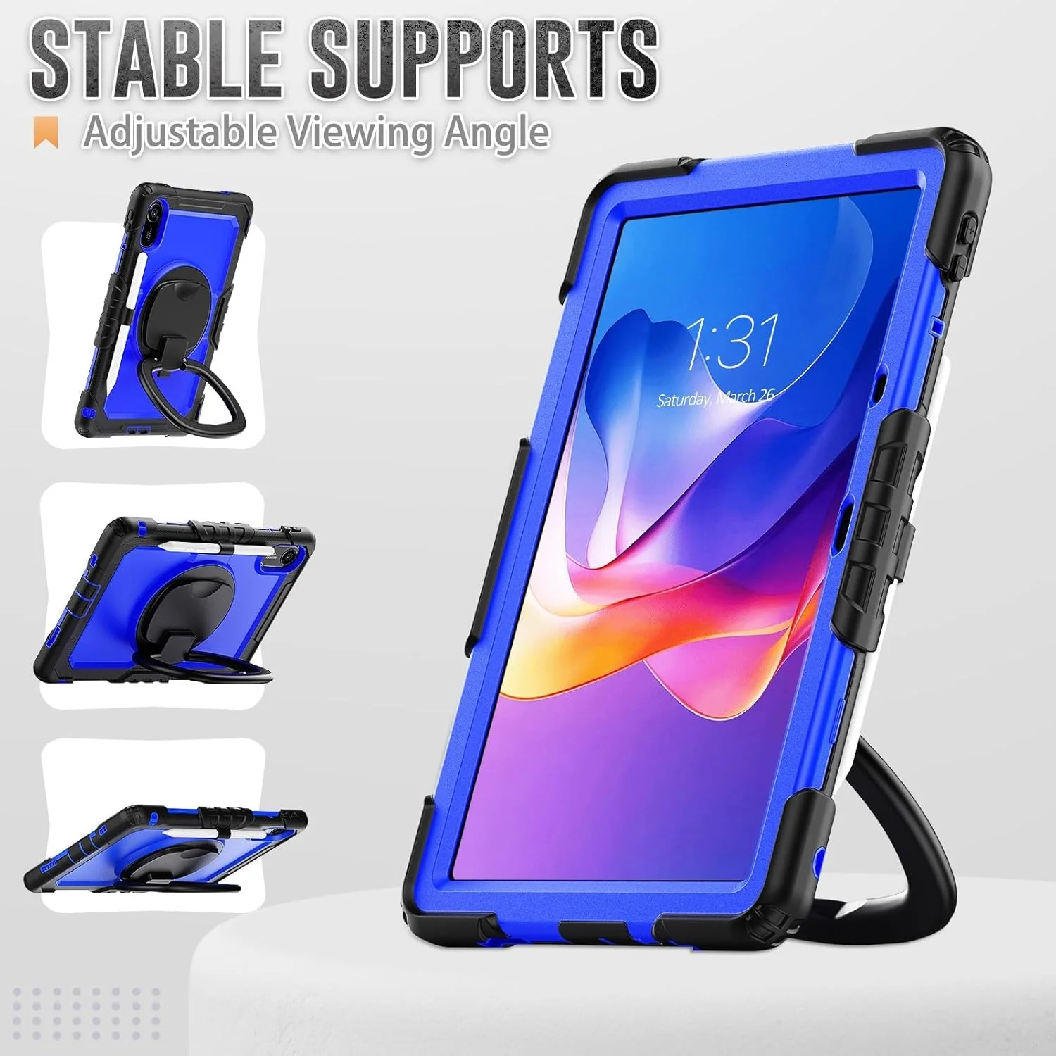 Travel with Tablet Case for Xiaomi Redmi Pad 2 11 Inch 2025 with Screen Protector, Rugged Protective Case with Rotating Handle and Silicone for (Navy Blue PC) Travel with Tablet Case for Xiaomi Redmi Pad 2 11 Inch 2025 with Screen Protector, Rugged Protective Case with Rotating Handle and Silicone for (Navy Blue PC)