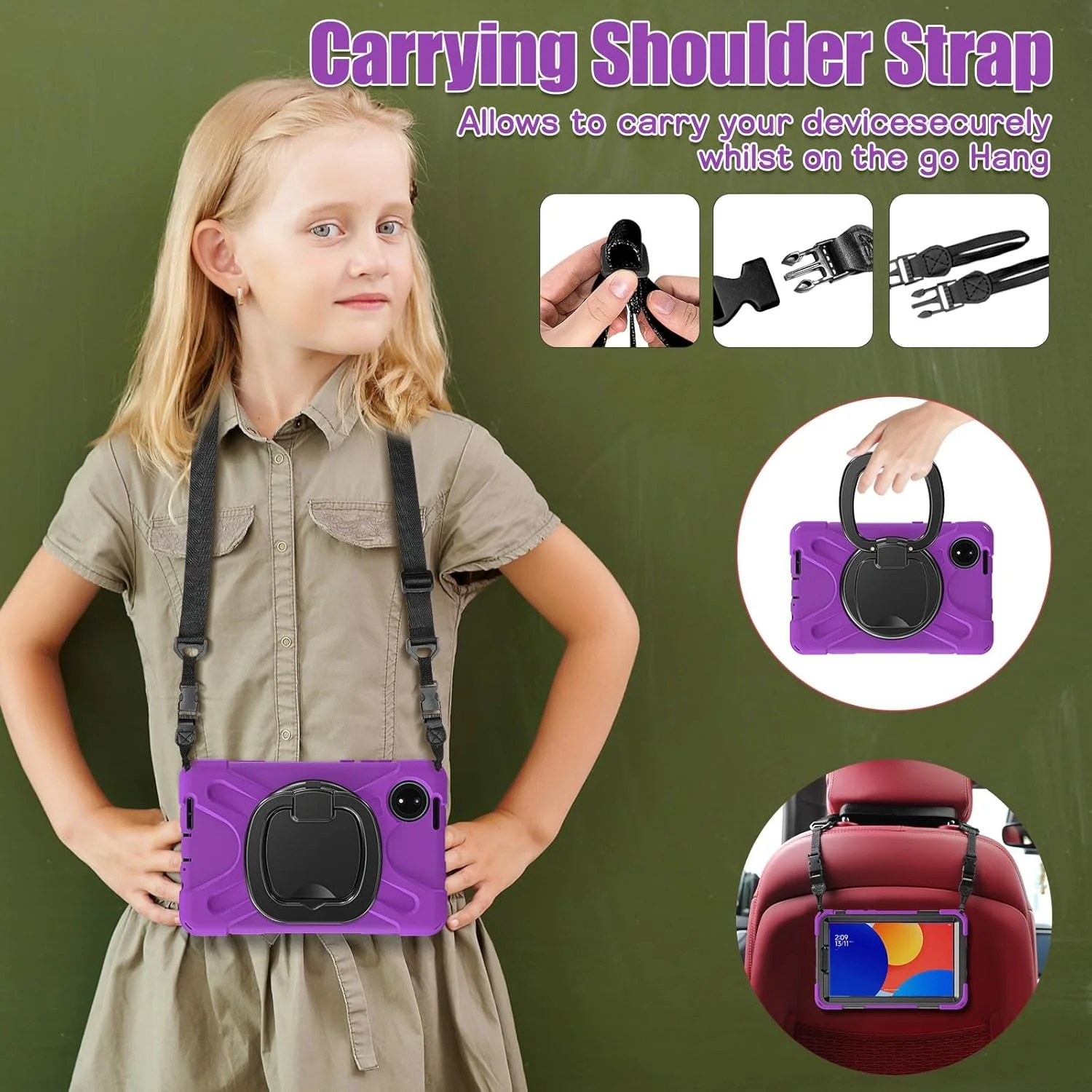 کیف تبلت مسافرتی سازگار با تبلت شیائومی Redmi Pad SE 8.7 اینچ 2024، کاور بادوام و ضد ضربه با پایه چرخان 360 درجه و بند شانه کیف تبلت مسافرتی سازگار با تبلت شیائومی Redmi Pad SE 8.7 اینچ 2024، کاور بادوام و ضد ضربه با پایه چرخان 360 درجه و بند شانه