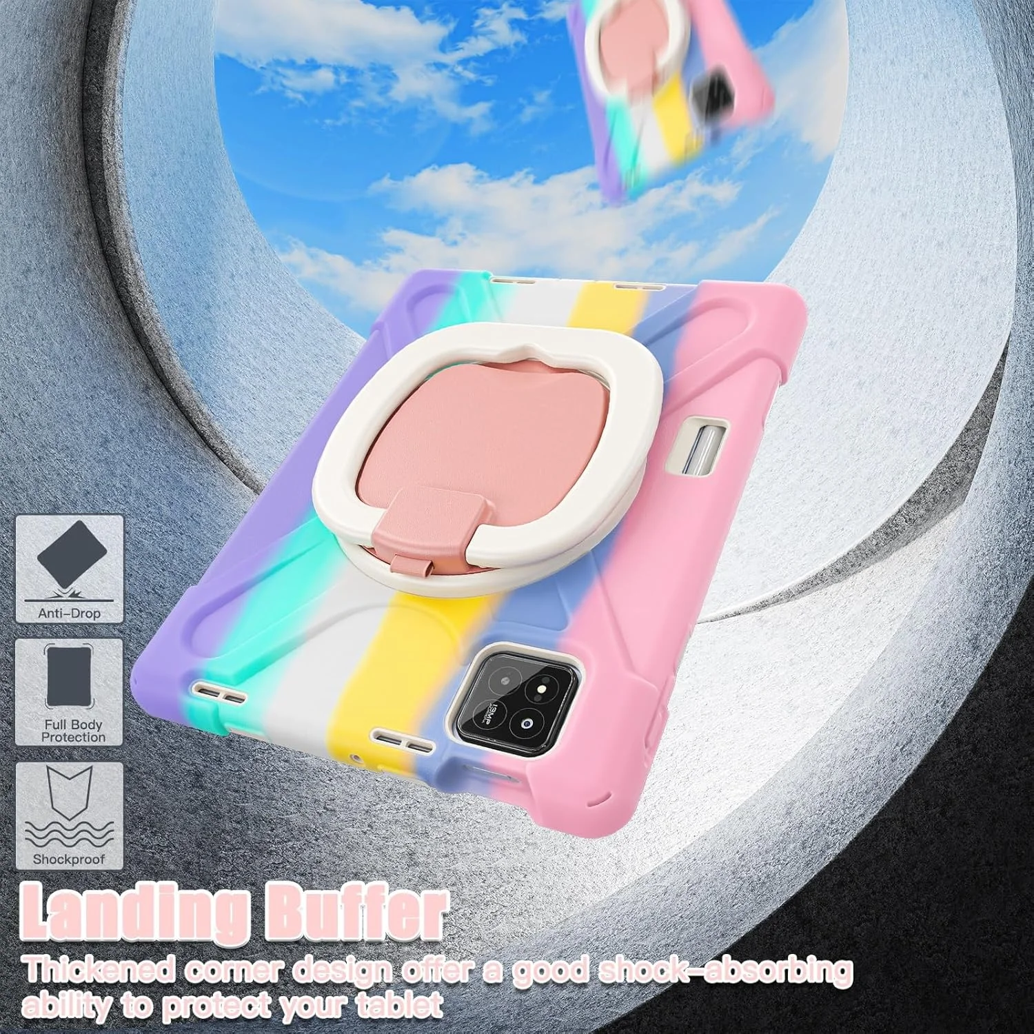 کیف مسافرتی تبلت سازگار با شیائومی Mi Pad 7/Mi Pad 7 Pro 11.2 اینچی (2024)، کیف TPU مقاوم در برابر ضربه برای کودکان، پایه چند منظوره چرخان 360 درجه و بند شانه. محافظت کیف مسافرتی تبلت سازگار با شیائومی Mi Pad 7/Mi Pad 7 Pro 11.2 اینچی (2024)، کیف TPU مقاوم در برابر ضربه برای کودکان، پایه چند منظوره چرخان 360 درجه و بند شانه. محافظت