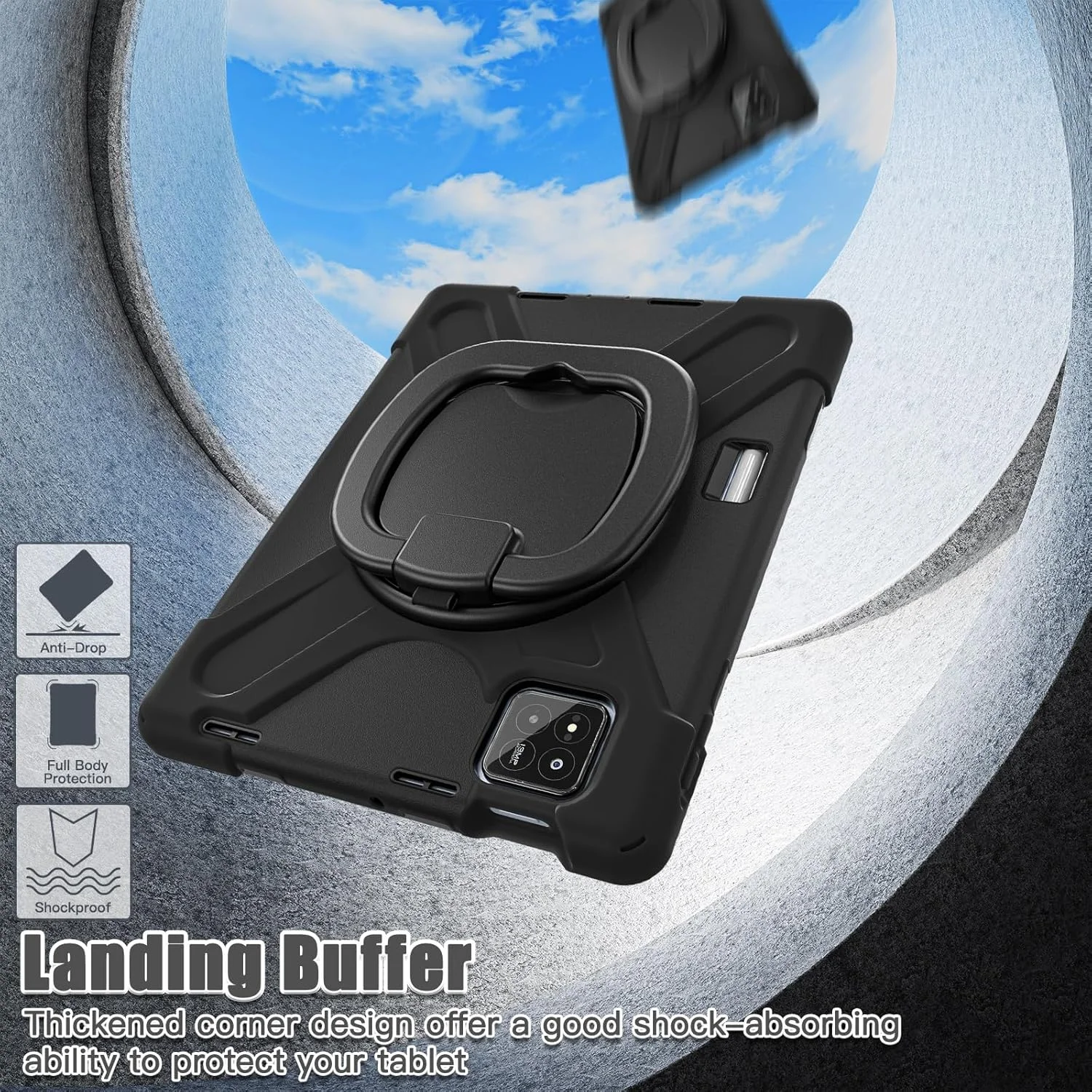 کاور تبلت سازگار با شیائومی Mi Pad 7/Mi Pad 7 Pro 11.2 اینچ 2024، کاور ضد ضربه TPU سنگین مناسب کودکان، دارای پایه چند منظوره چرخان 360 درجه + بند شانه ای، کاور مقاوم تبلت مناسب منزل کاور تبلت سازگار با شیائومی Mi Pad 7/Mi Pad 7 Pro 11.2 اینچ 2024، کاور ضد ضربه TPU سنگین مناسب کودکان، دارای پایه چند منظوره چرخان 360 درجه + بند شانه ای، کاور مقاوم تبلت مناسب منزل