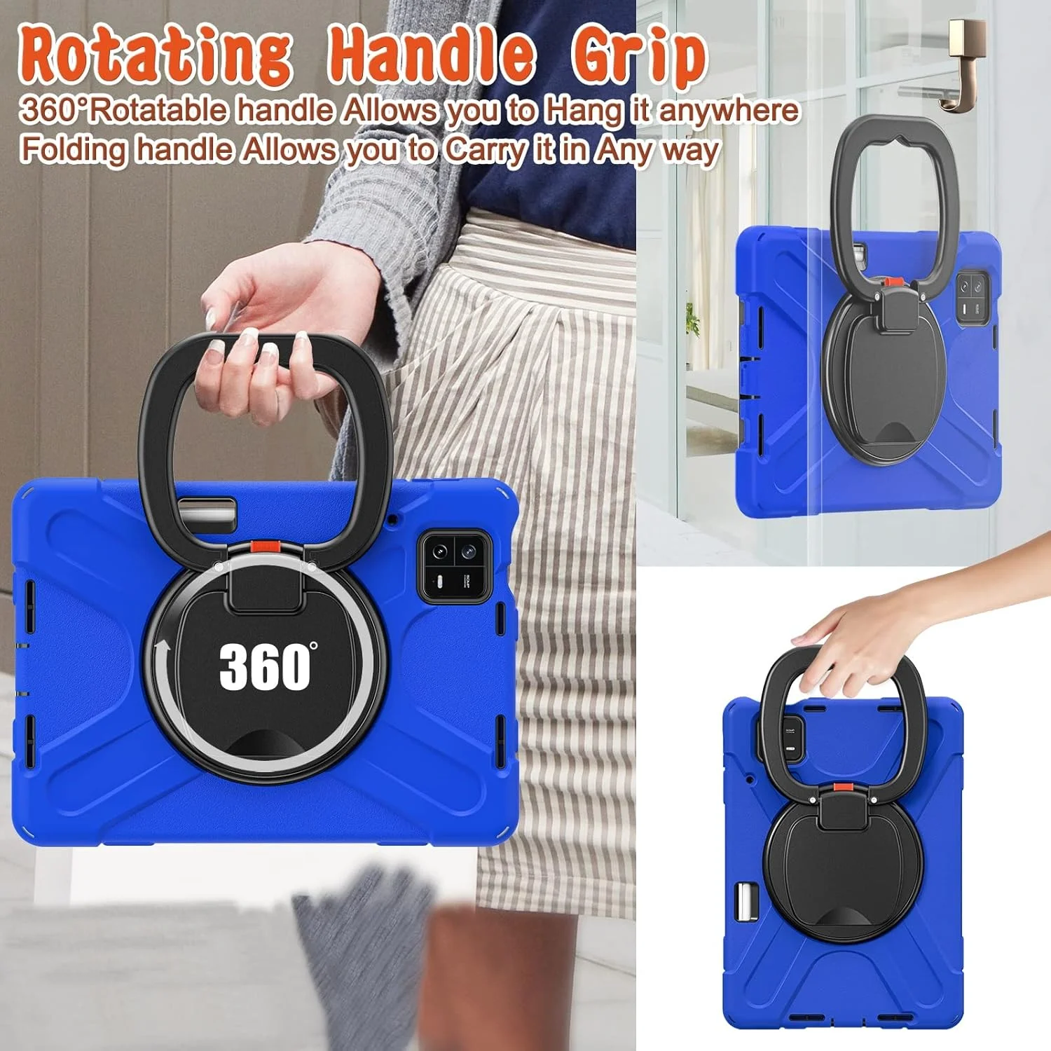 کاور تبلت سازگار با شیائومی پد 6 / پد 6 پرو 11 اینچ نسخه 2023، کاور ضد ضربه TPU سنگین مناسب کودکان، دارای پایه چرخشی 360 درجه چند منظوره + بند شانه ای، کاور مقاوم تبلت کاور تبلت سازگار با شیائومی پد 6 / پد 6 پرو 11 اینچ نسخه 2023، کاور ضد ضربه TPU سنگین مناسب کودکان، دارای پایه چرخشی 360 درجه چند منظوره + بند شانه ای، کاور مقاوم تبلت