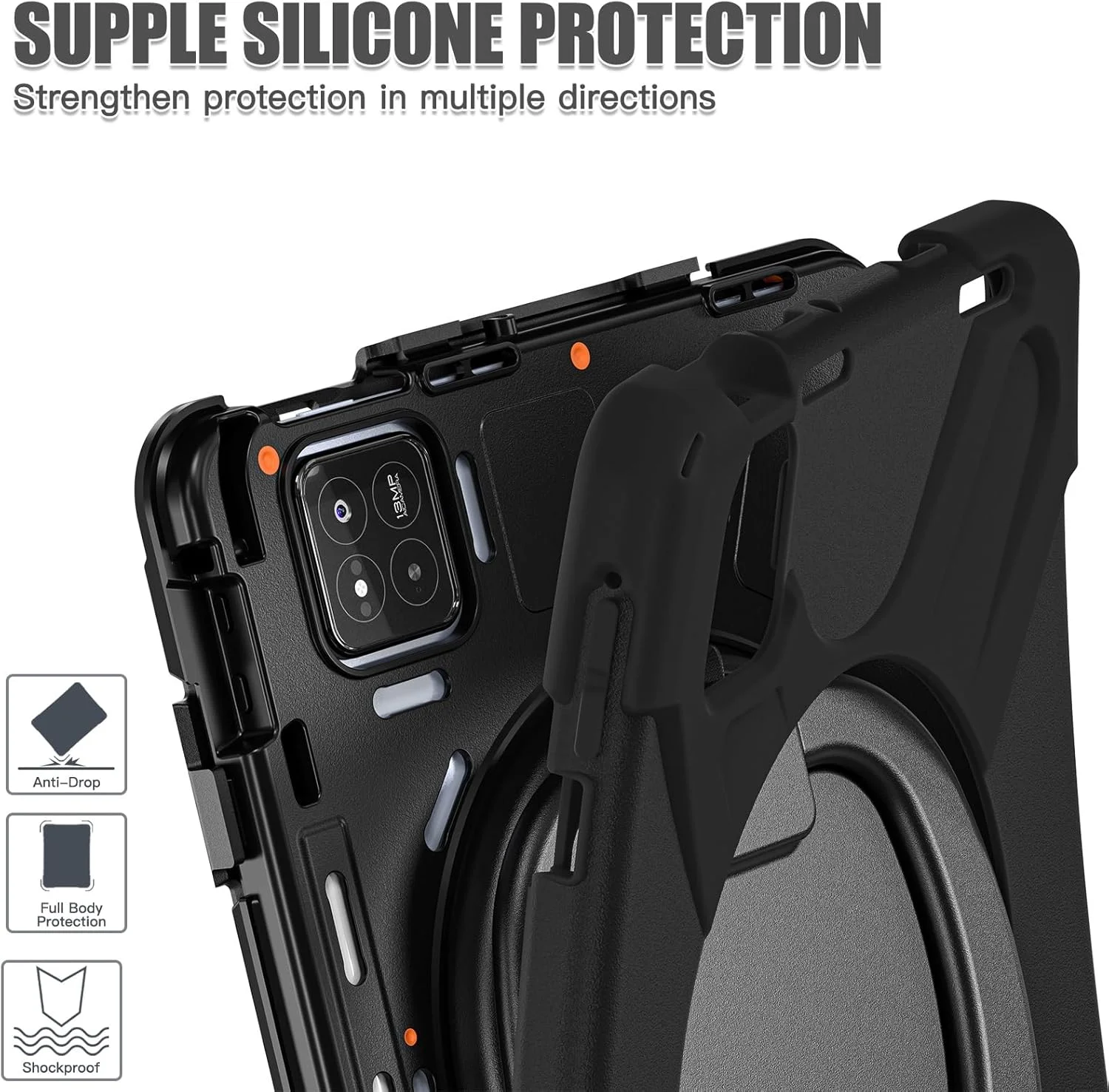 کاور تبلت سازگار با شیائومی Mi Pad 7/Mi Pad 7 Pro 11.2 اینچ 2024، کاور ضد ضربه TPU سنگین مناسب کودکان، دارای پایه چند منظوره چرخان 360 درجه + بند شانه ای، کاور مقاوم تبلت مناسب منزل کاور تبلت سازگار با شیائومی Mi Pad 7/Mi Pad 7 Pro 11.2 اینچ 2024، کاور ضد ضربه TPU سنگین مناسب کودکان، دارای پایه چند منظوره چرخان 360 درجه + بند شانه ای، کاور مقاوم تبلت مناسب منزل