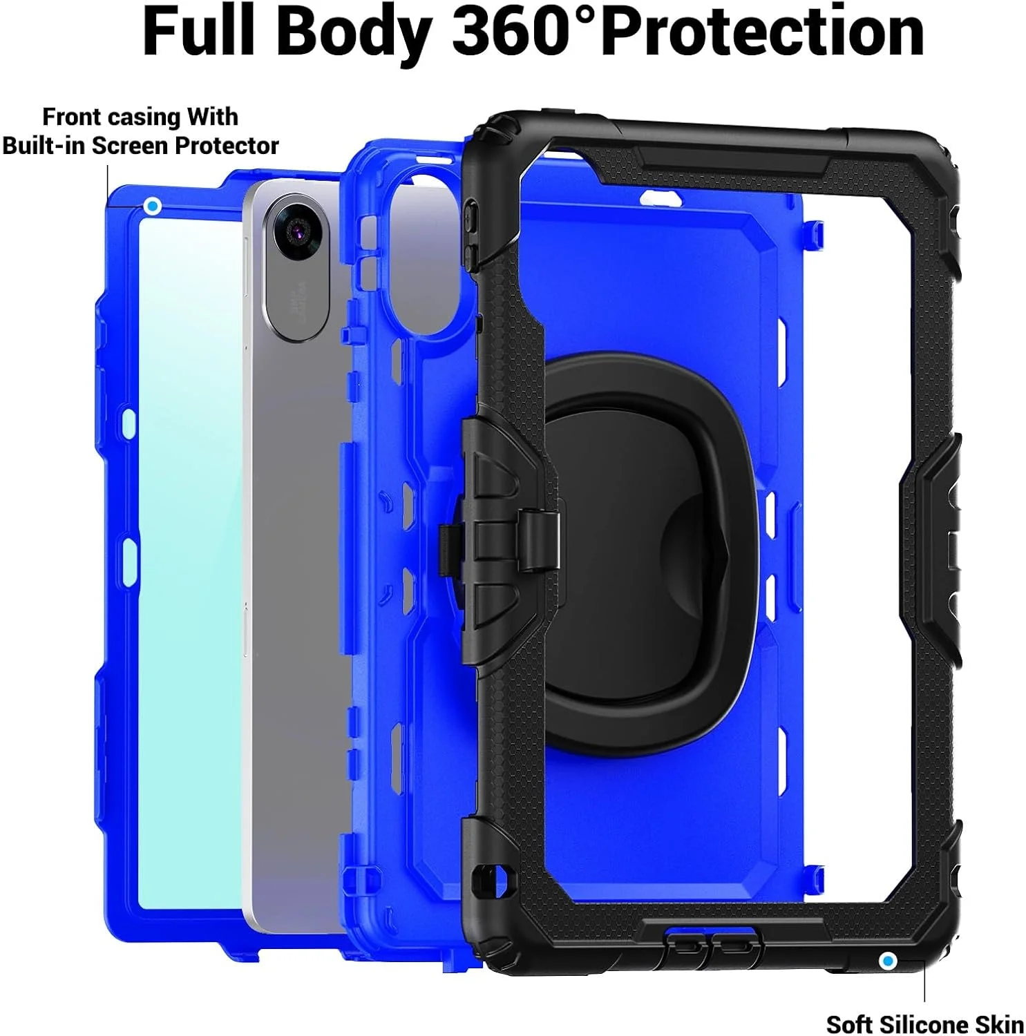 Travel with Tablet Case for Xiaomi Redmi Pad 2 11 Inch 2025 with Screen Protector, Rugged Protective Case with Rotating Handle and Silicone for (Navy Blue PC) Travel with Tablet Case for Xiaomi Redmi Pad 2 11 Inch 2025 with Screen Protector, Rugged Protective Case with Rotating Handle and Silicone for (Navy Blue PC)