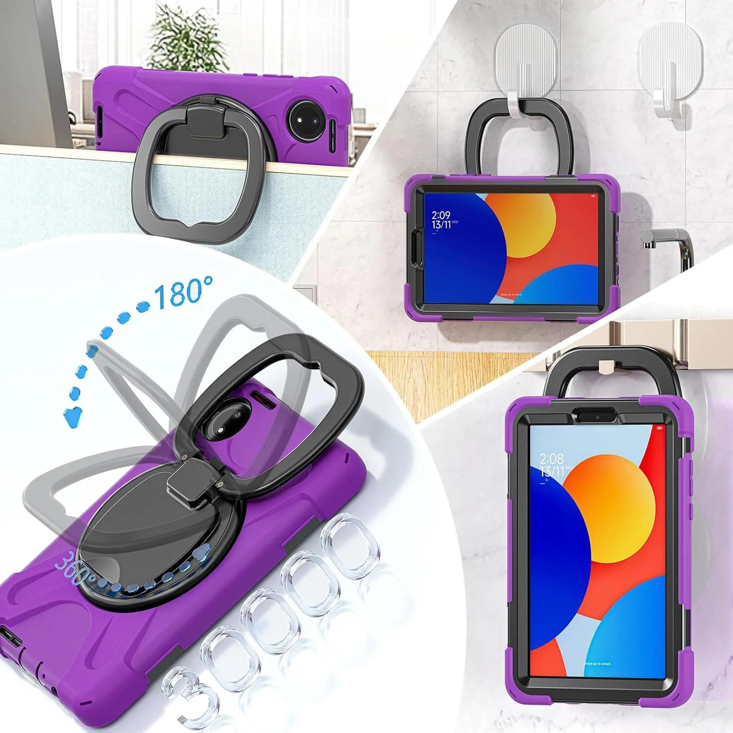 کیف تبلت مناسب برای تبلت شیائومی Redmi Pad SE 8.7 اینچ 2024، کاور بادوام و ضد ضربه با پایه چرخان 360 درجه و بند شانه کیف تبلت مناسب برای تبلت شیائومی Redmi Pad SE 8.7 اینچ 2024، کاور بادوام و ضد ضربه با پایه چرخان 360 درجه و بند شانه