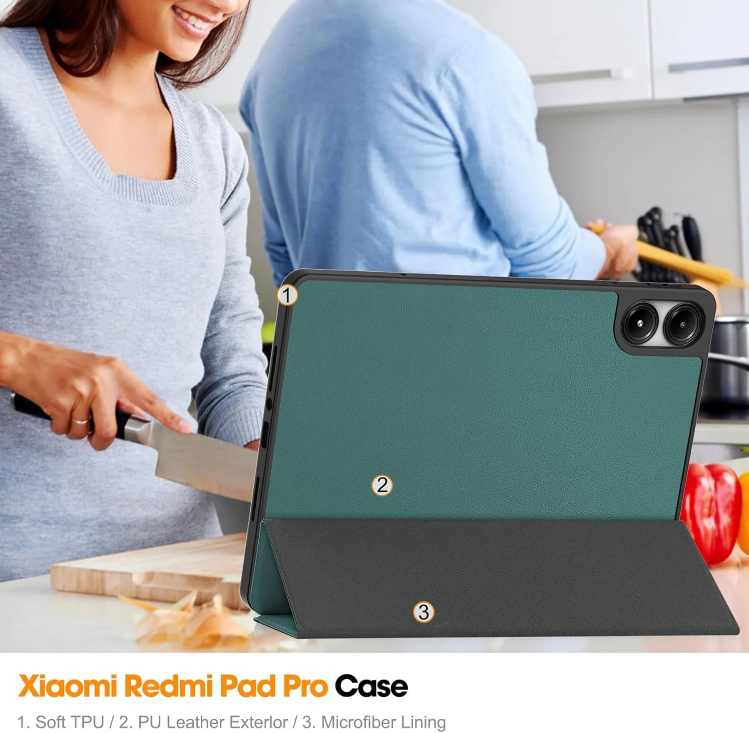 کیف تبلت مسافرتی سازگار با تبلت هوشمند شیائومی Redmi Pad Pro 12.1 اینچی با نگهدارنده مداد، روکش پشتی تاشو سه قسمتی، پایه باریک، ضد ضربه، C کیف تبلت مسافرتی سازگار با تبلت هوشمند شیائومی Redmi Pad Pro 12.1 اینچی با نگهدارنده مداد، روکش پشتی تاشو سه قسمتی، پایه باریک، ضد ضربه، C