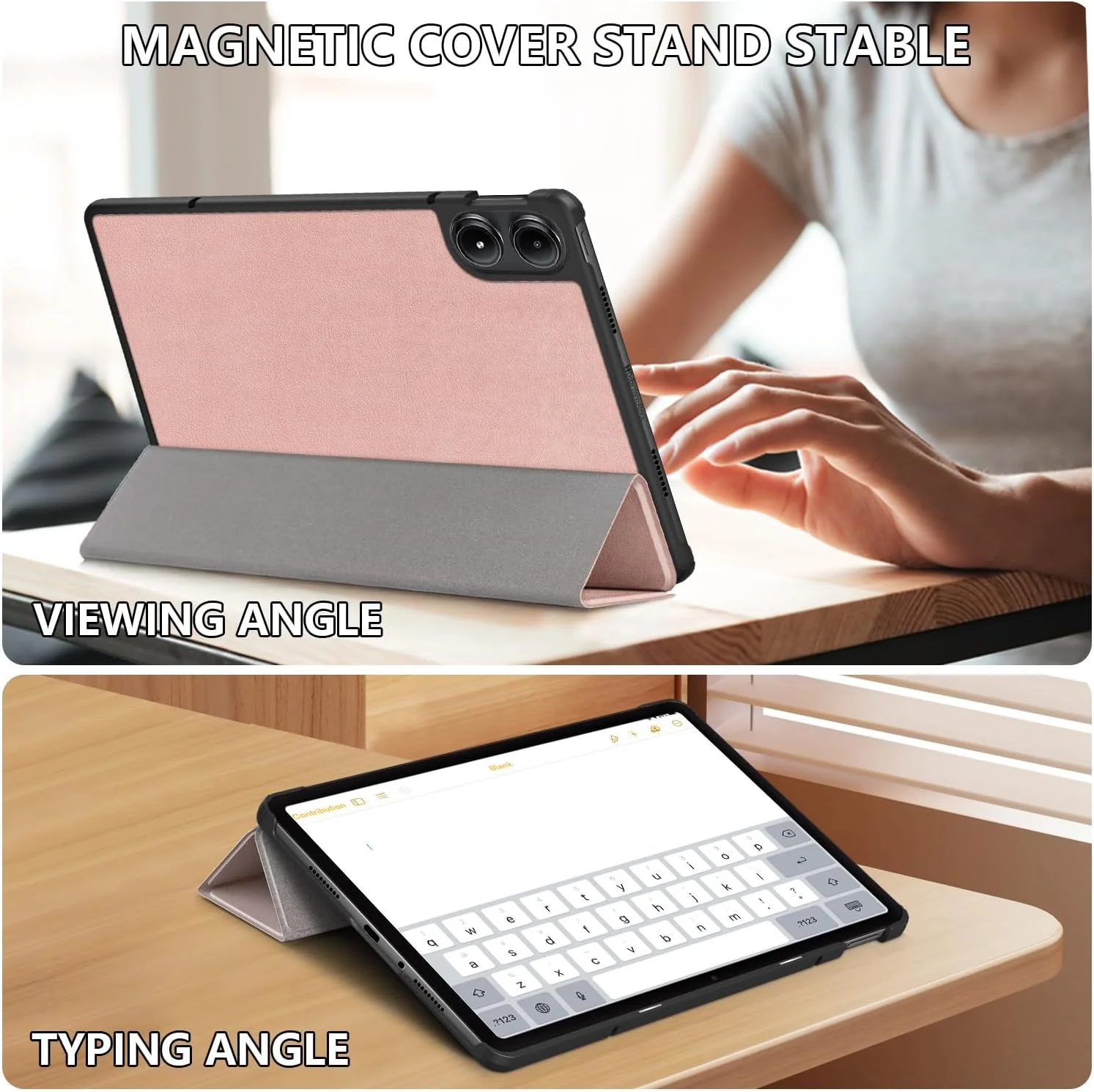 کاور تبلت شیائومی ردمی پد پرو 12.1 اینچی DINGGUAGUA، کاور فوق العاده نازک با قابلیت استند، رزگلد کاور تبلت شیائومی ردمی پد پرو 12.1 اینچی DINGGUAGUA، کاور فوق العاده نازک با قابلیت استند، رزگلد