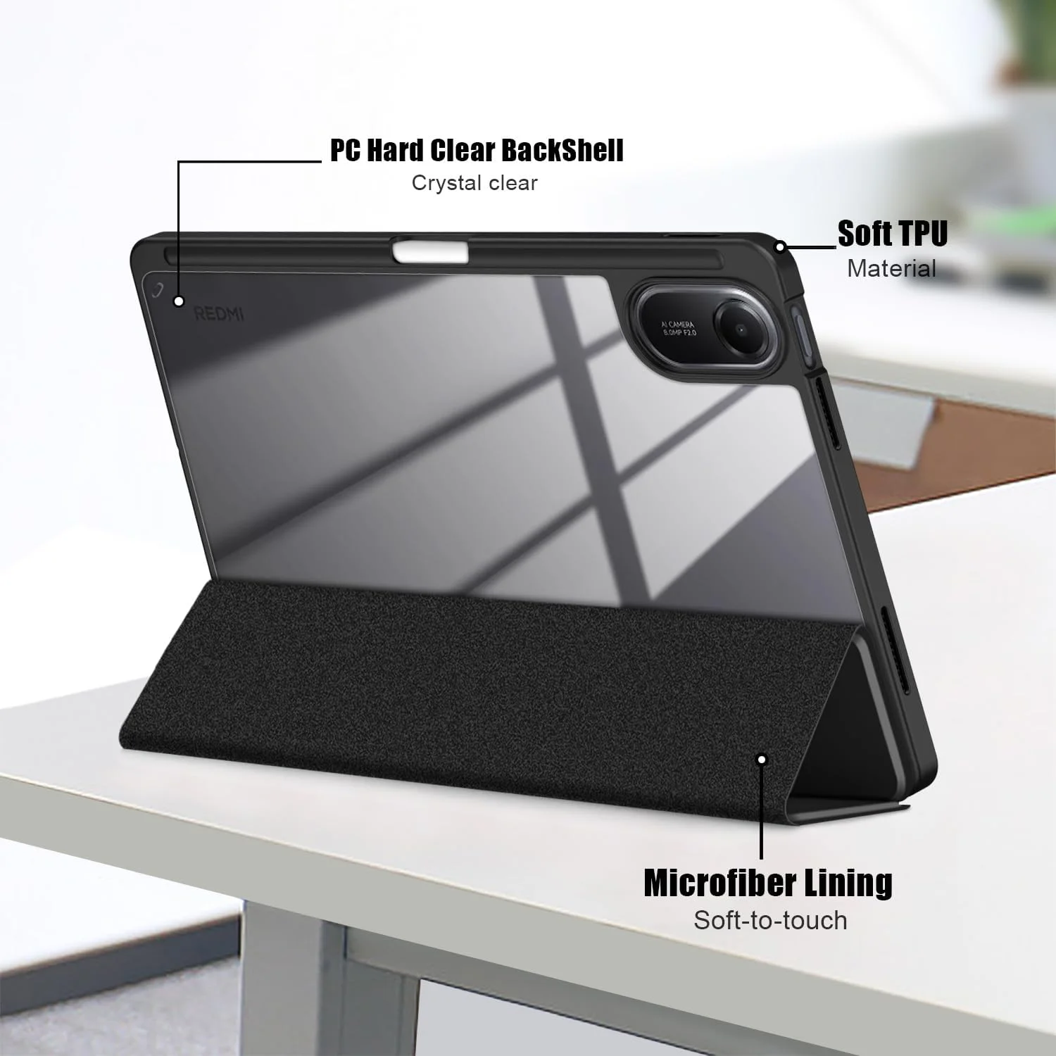 کاور محافظ تبلت شیائومی Redmi Pad 2 با سایز 11 اینچ مدل 2025 برند Yiernuo، ضد ضربه به همراه قابلیت خواب/بیدار شدن خودکار، رنگ مشکی کاور محافظ تبلت شیائومی Redmi Pad 2 با سایز 11 اینچ مدل 2025 برند Yiernuo، ضد ضربه به همراه قابلیت خواب/بیدار شدن خودکار، رنگ مشکی