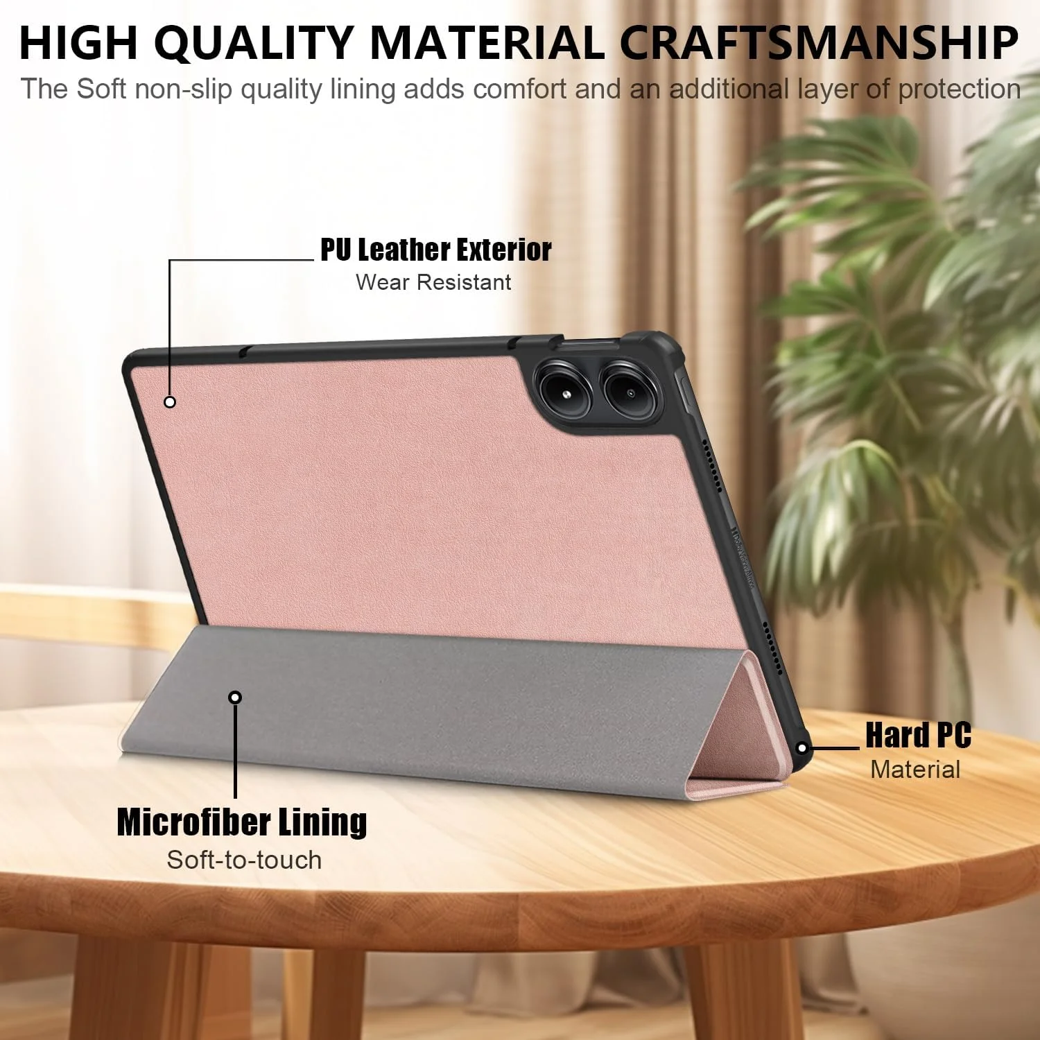 کاور تبلت شیائومی ردمی پد پرو 12.1 اینچی DINGGUAGUA، کاور فوق العاده نازک با قابلیت استند، رزگلد کاور تبلت شیائومی ردمی پد پرو 12.1 اینچی DINGGUAGUA، کاور فوق العاده نازک با قابلیت استند، رزگلد