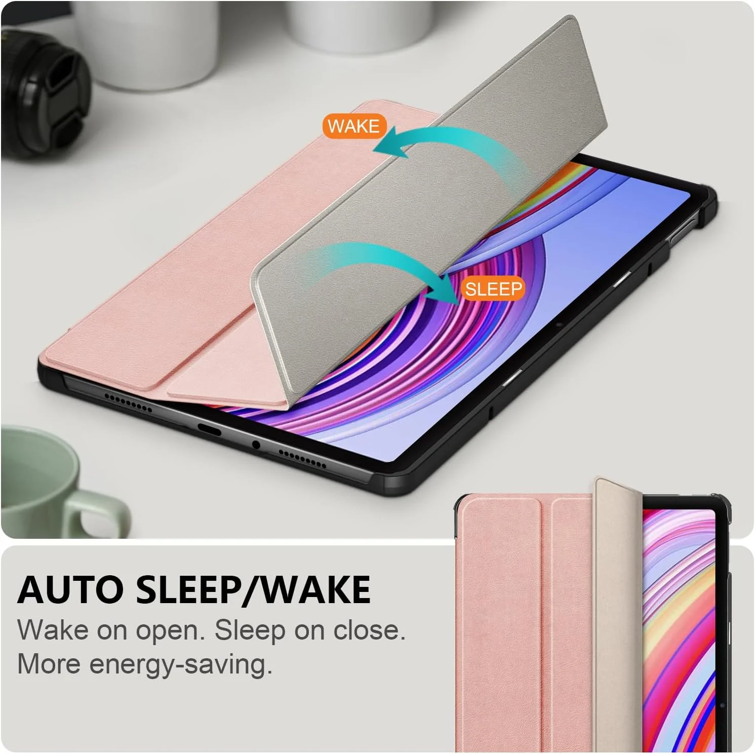 کاور تبلت شیائومی ردمی پد پرو 12.1 اینچی DINGGUAGUA، کاور فوق العاده نازک با قابلیت استند، رزگلد کاور تبلت شیائومی ردمی پد پرو 12.1 اینچی DINGGUAGUA، کاور فوق العاده نازک با قابلیت استند، رزگلد