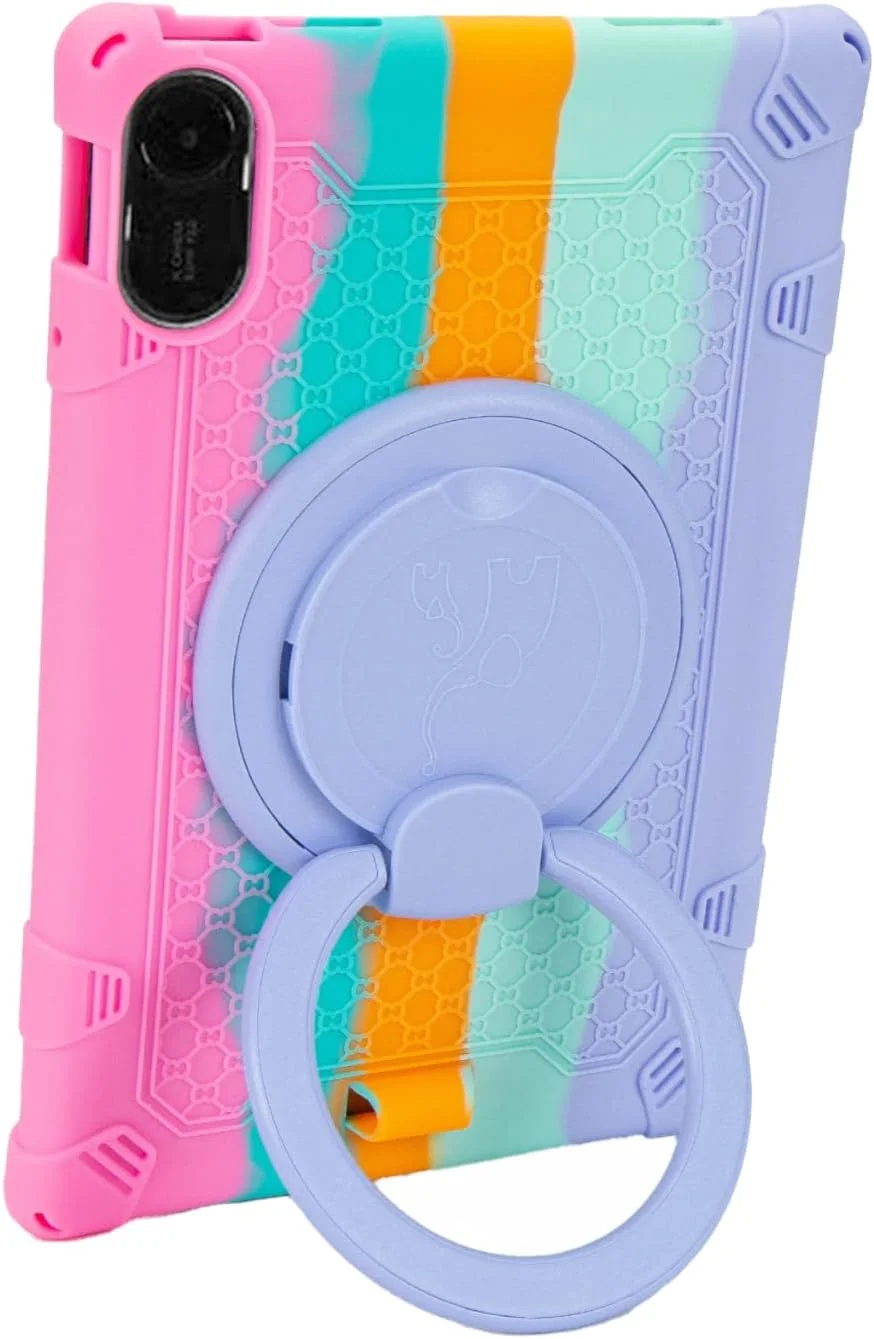 کاور تبلت شیائومی ردمی پد 2 با سایز 11 اینچ مدل YHFZR، کاور سبک و ضد ضربه با قابلیت چرخش 360 درجه و استند مناسب کودکان برای تبلت شیائومی ردمی پد 2 سایز 11 اینچ - رنگ رز