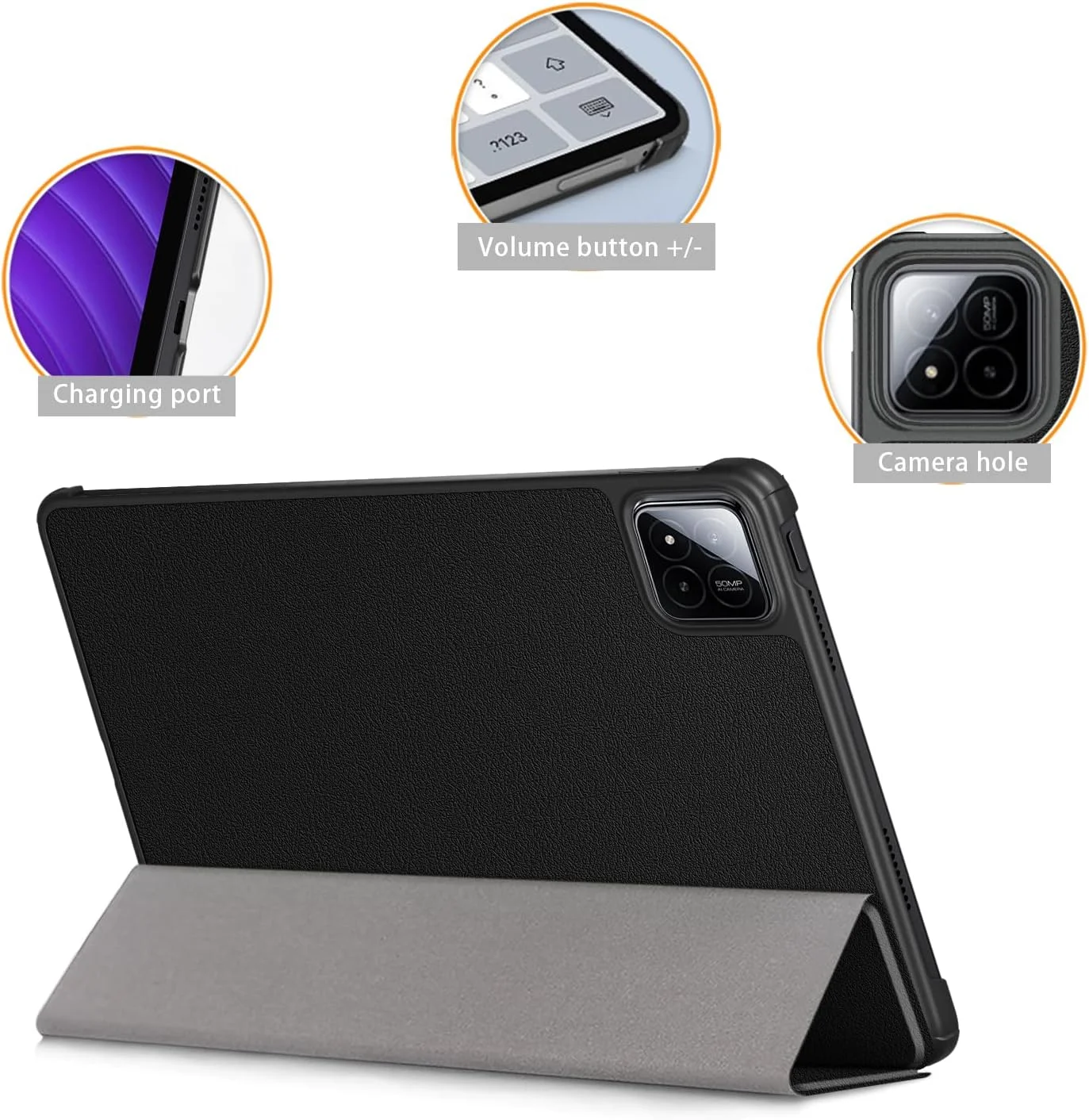 کیف تبلت TOPCASE برای شیائومی پد 7 / پد 7 پرو تبلت 11.2 اینچ 2024، کیف محافظ باریک با عملکرد خواب/بیدار خودکار و پایه، مشکی