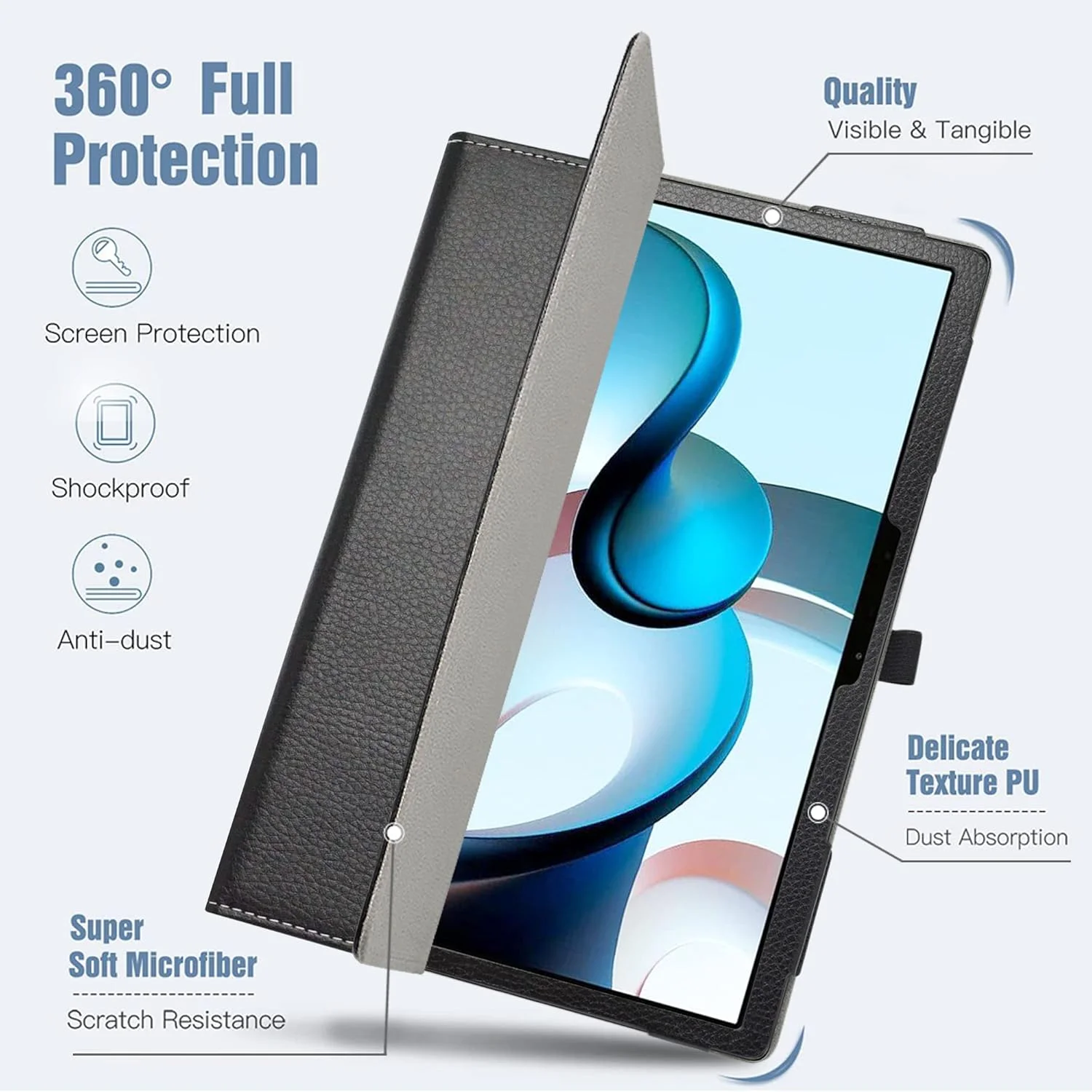 کاور محافظ تبلت شیائومی بوکز 12.4 اینچی مدل JRTAL، باریک و ساخته شده از چرم مصنوعی با قابلیت استند کاور محافظ تبلت شیائومی بوکز 12.4 اینچی مدل JRTAL، باریک و ساخته شده از چرم مصنوعی با قابلیت استند