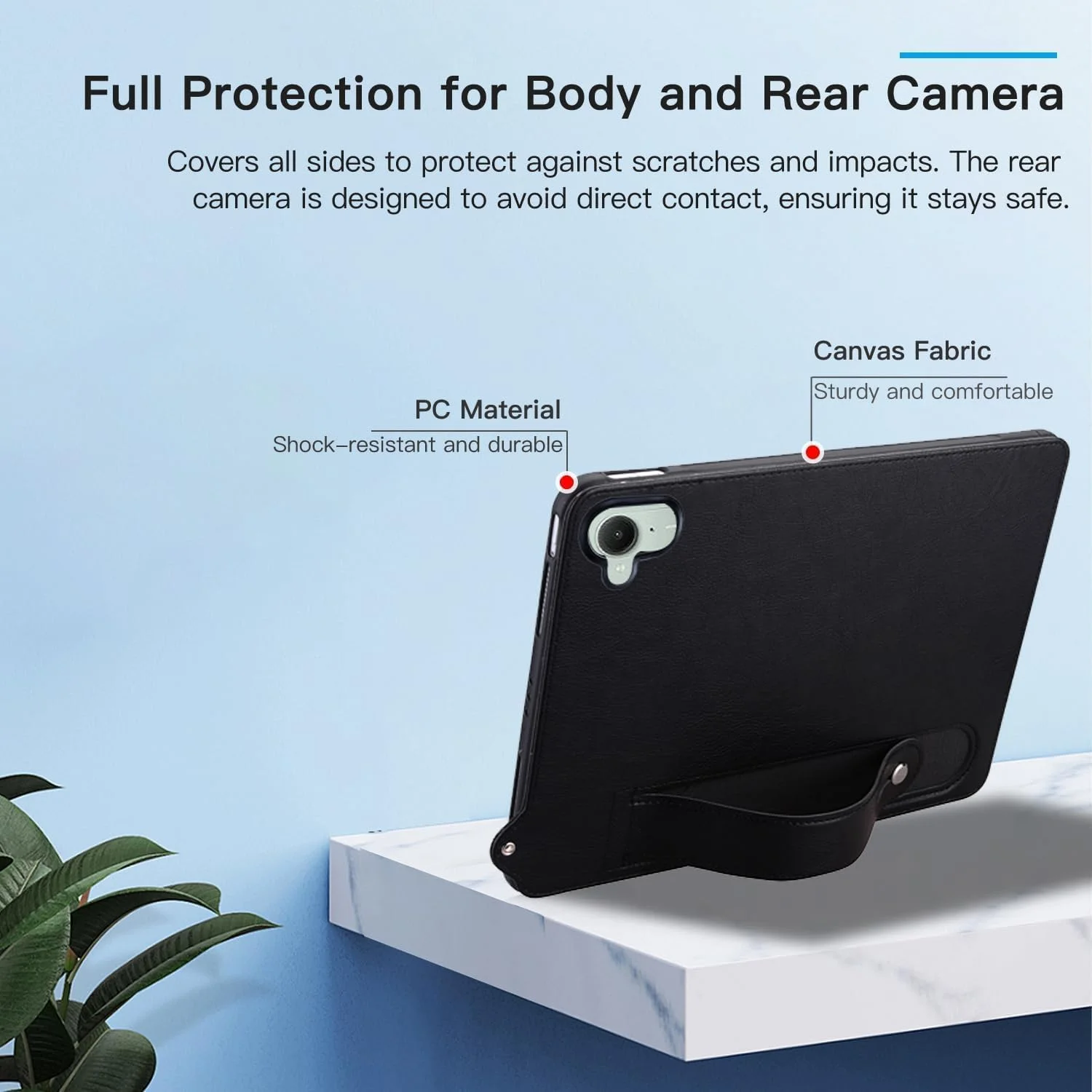 کاور گروتری سازگار با تبلت شیائومی Redmi K Pad 8.8 اینچ 2025، کاور پشتی مقاوم در برابر ضربه از جنس TPU انعطاف پذیر + چرم PU برای قاب Redmi K Pad به همراه بند نگهدارنده (مشکی)