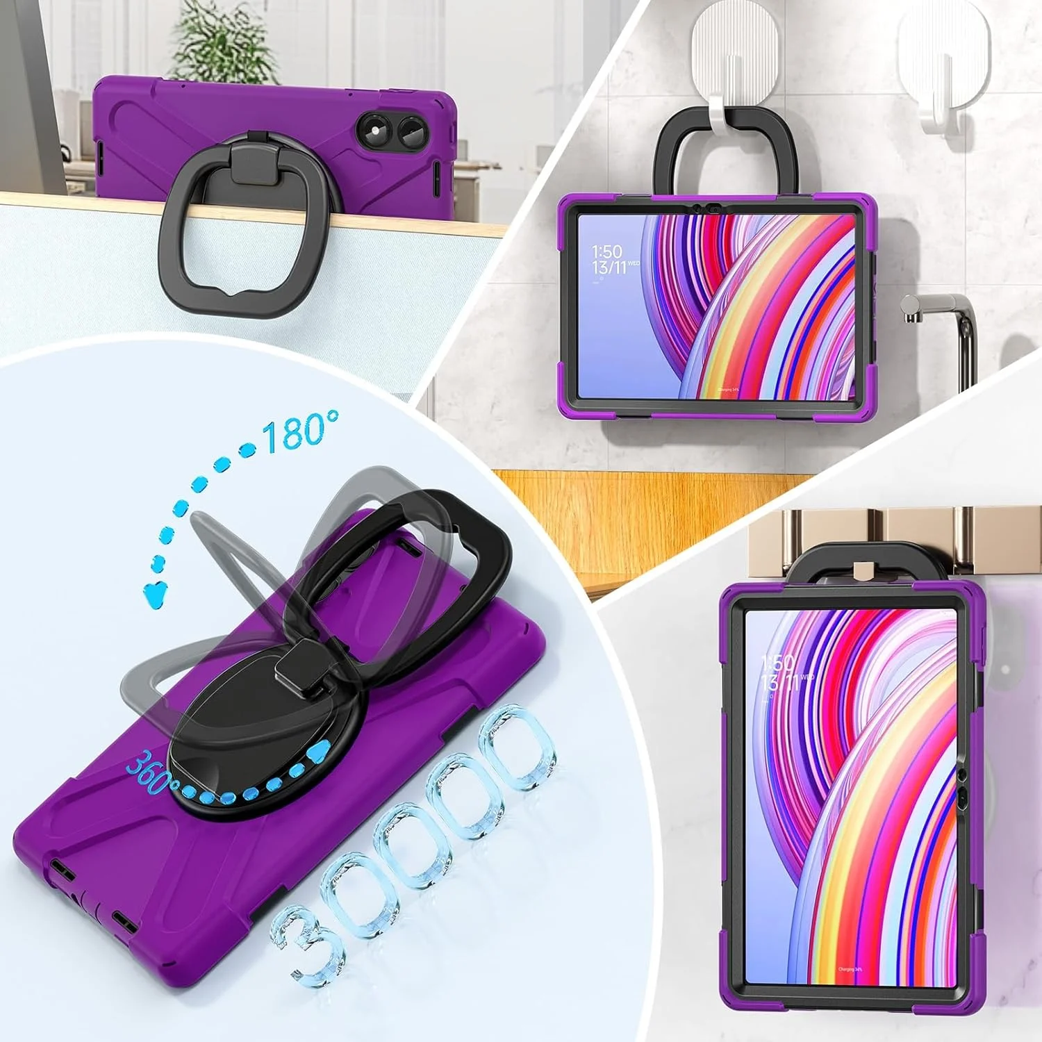 کیف تبلت مسافرتی سازگار با شیائومی Redmi Pad Pro 12.1"/Poco Pad 12.1"، TPU مقاوم در برابر ضربه، مناسب برای کودکان، دارای دسته چند منظوره چرخان 360 درجه کیف تبلت مسافرتی سازگار با شیائومی Redmi Pad Pro 12.1"/Poco Pad 12.1"، TPU مقاوم در برابر ضربه، مناسب برای کودکان، دارای دسته چند منظوره چرخان 360 درجه