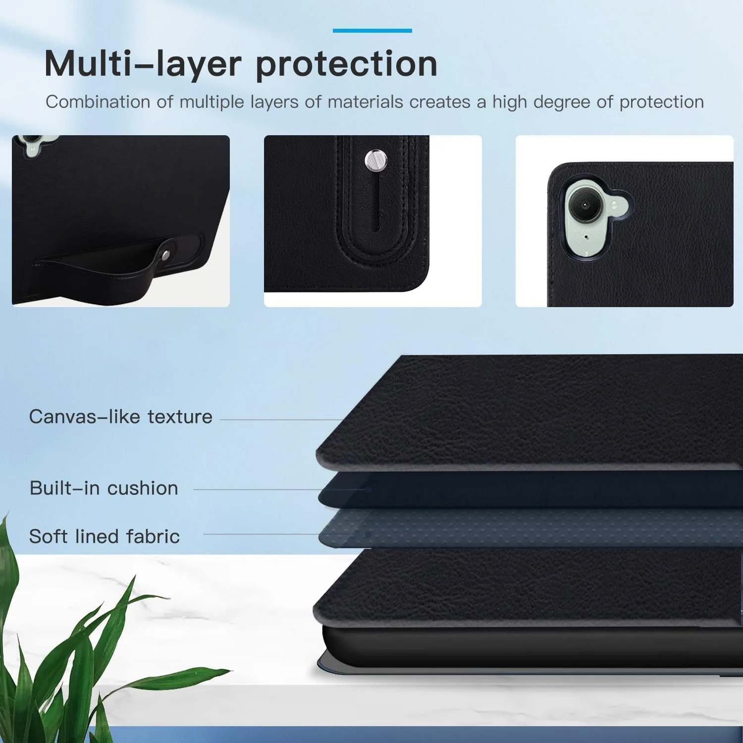 کاور گروتری سازگار با تبلت شیائومی Redmi K Pad 8.8 اینچ 2025، کاور پشتی مقاوم در برابر ضربه از جنس TPU انعطاف پذیر + چرم PU برای قاب Redmi K Pad به همراه بند نگهدارنده (مشکی)