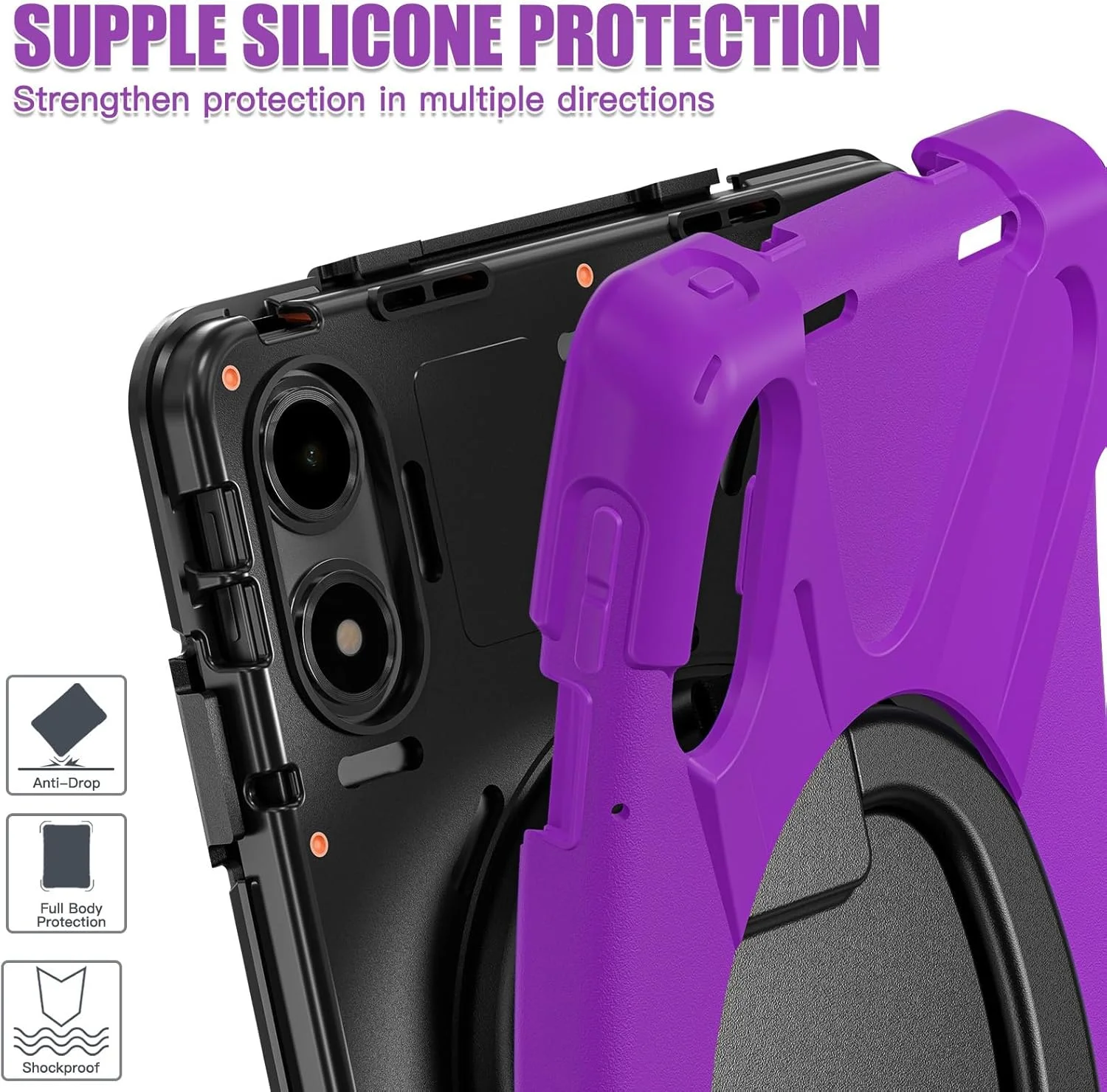 کیف تبلت مسافرتی سازگار با شیائومی Redmi Pad Pro 12.1"/Poco Pad 12.1"، TPU مقاوم در برابر ضربه، مناسب برای کودکان، دارای دسته چند منظوره چرخان 360 درجه کیف تبلت مسافرتی سازگار با شیائومی Redmi Pad Pro 12.1"/Poco Pad 12.1"، TPU مقاوم در برابر ضربه، مناسب برای کودکان، دارای دسته چند منظوره چرخان 360 درجه