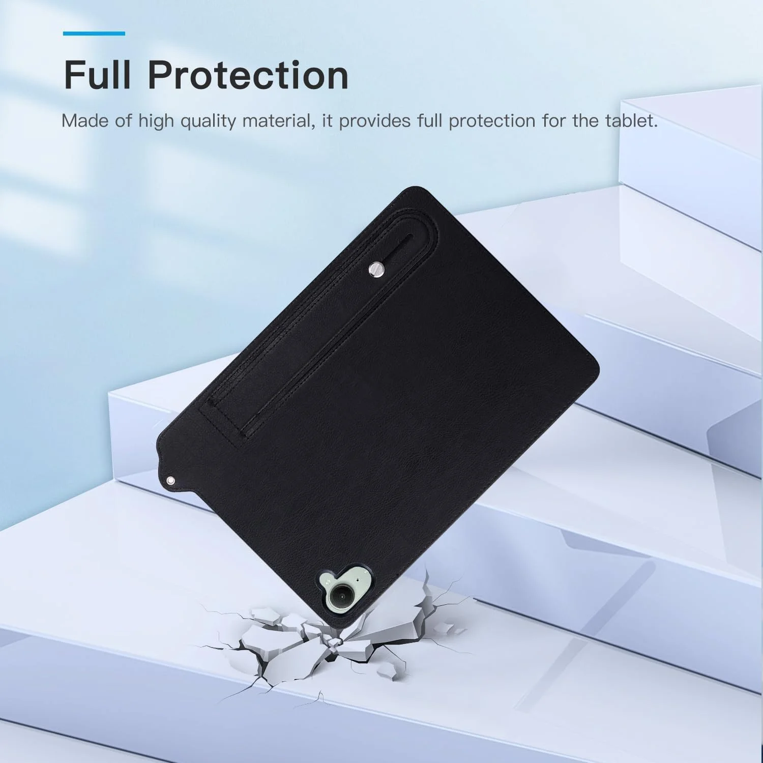 کاور گروتری سازگار با تبلت شیائومی Redmi K Pad 8.8 اینچ 2025، کاور پشتی مقاوم در برابر ضربه از جنس TPU انعطاف پذیر + چرم PU برای قاب Redmi K Pad به همراه بند نگهدارنده (مشکی)