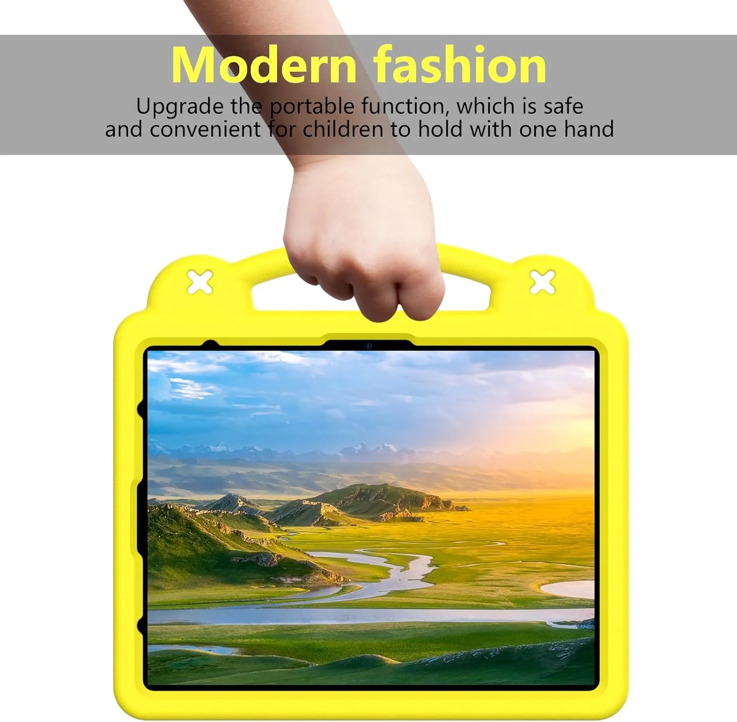 AKABEILA Tablet Case for Xiaomi Redmi Pad SE 8.7 4G 2024 Cute Case Kids Shockproof Protective with Shoulder Strap Handle Stand Yellow