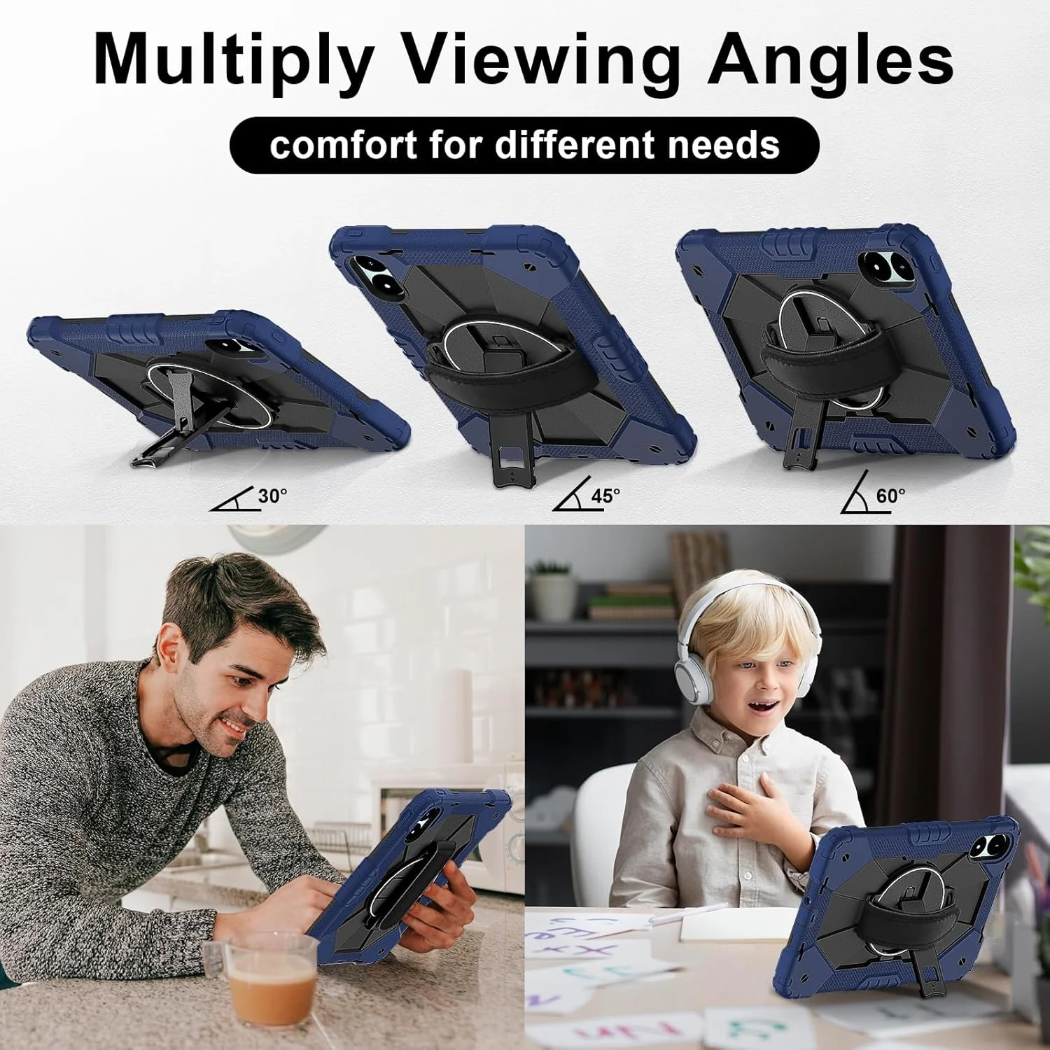 کیف تبلت مسافرتی سازگار با Xiaomi Redmi Pad Pro 12.1"/Poco Pad 12.1"، کیف محافظ کامل ضد ضربه با پایه نگهدارنده چند منظوره 360 درجه چرخان کیف تبلت مسافرتی سازگار با Xiaomi Redmi Pad Pro 12.1"/Poco Pad 12.1"، کیف محافظ کامل ضد ضربه با پایه نگهدارنده چند منظوره 360 درجه چرخان