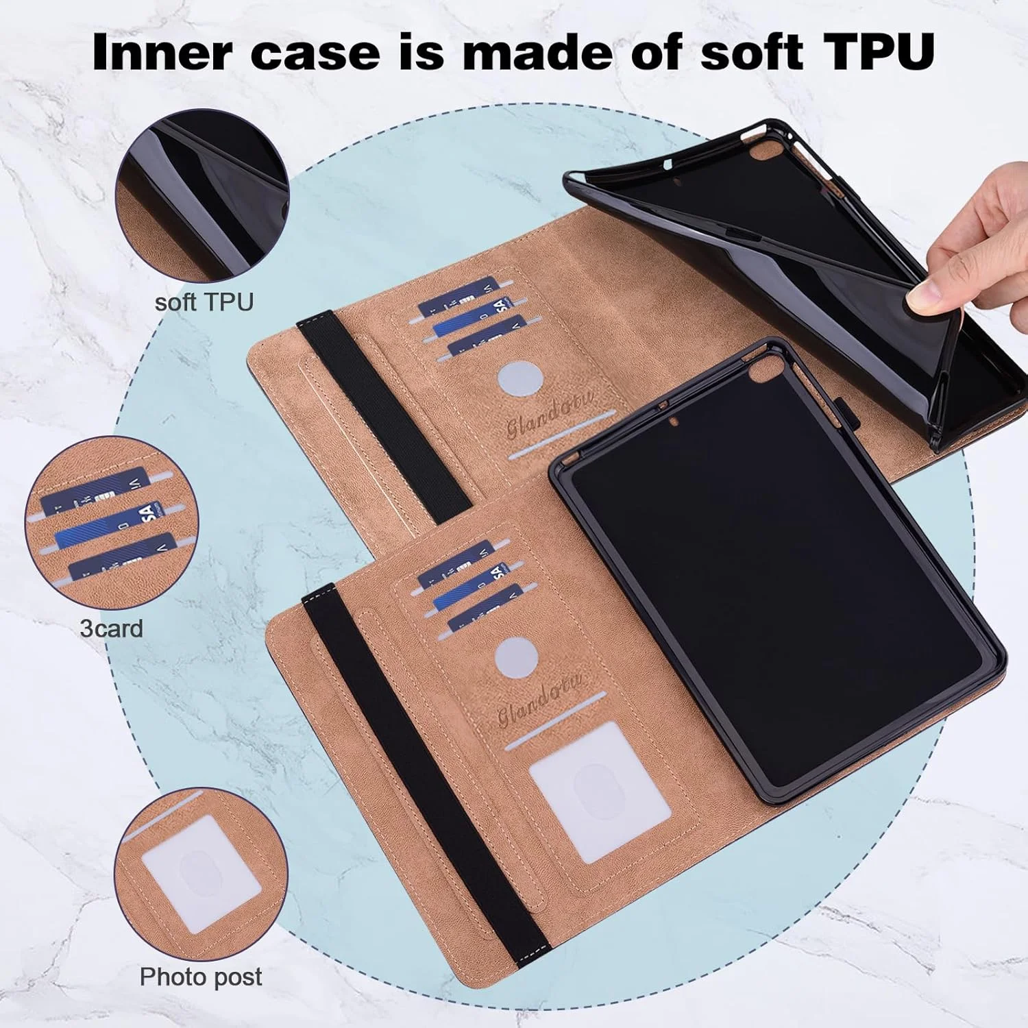 کیف محافظ تبلت شیائومی پد 7/پد 7 پرو 11.2 اینچ 2024، کیف چرمی PU با جای قلم، جای کارت، عملکرد استند، کیف تاشو برای تبلت شیائومی پد 7 پرو، طرح پروانه طلایی