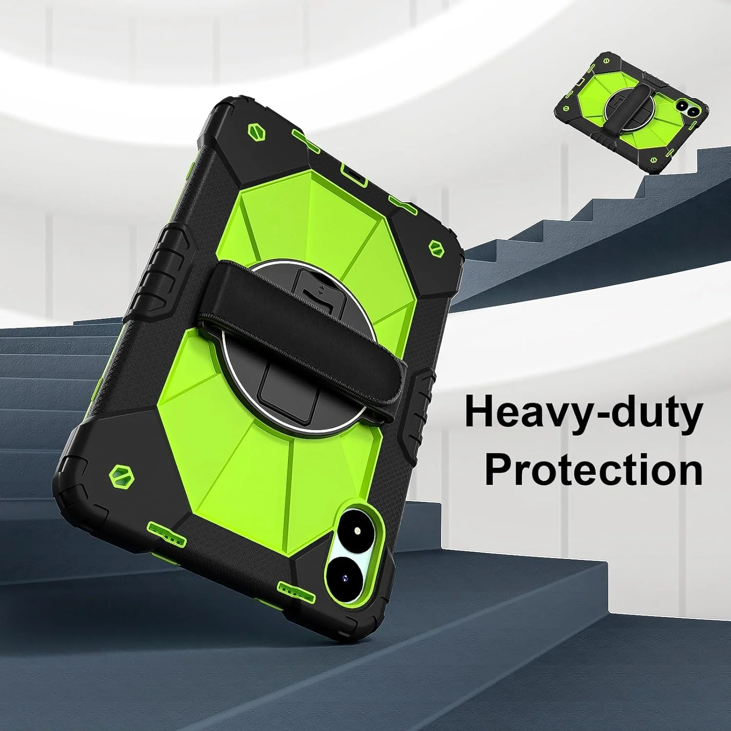 کیف تبلت مسافرتی سازگار با تبلت شیائومی Redmi Pad Pro 12.1 اینچ / Poco Pad 12.1 اینچ، کیف محافظ کامل ضد ضربه، دسته چند منظوره چرخان 360 درجه + بند شانه