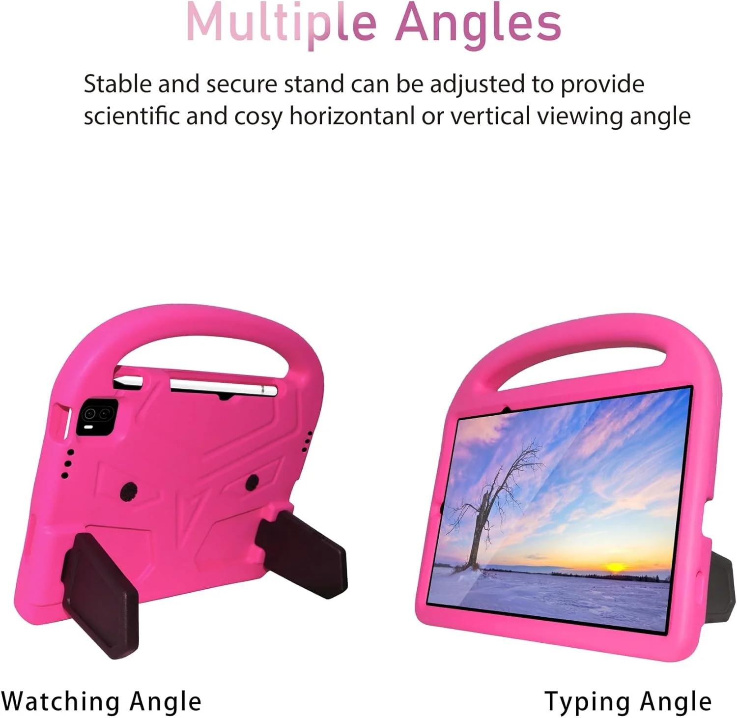 کاور تبلت مناسب برای کودکان، سازگار با تبلت شیائومی Mi Pad 5/Mi Pad 5 Pro 11 2021 - کاور سبک وزن EVA ضد ضربه با دسته محافظ و پایه تبلت مناسب برای خانه (قرمز گل رز)