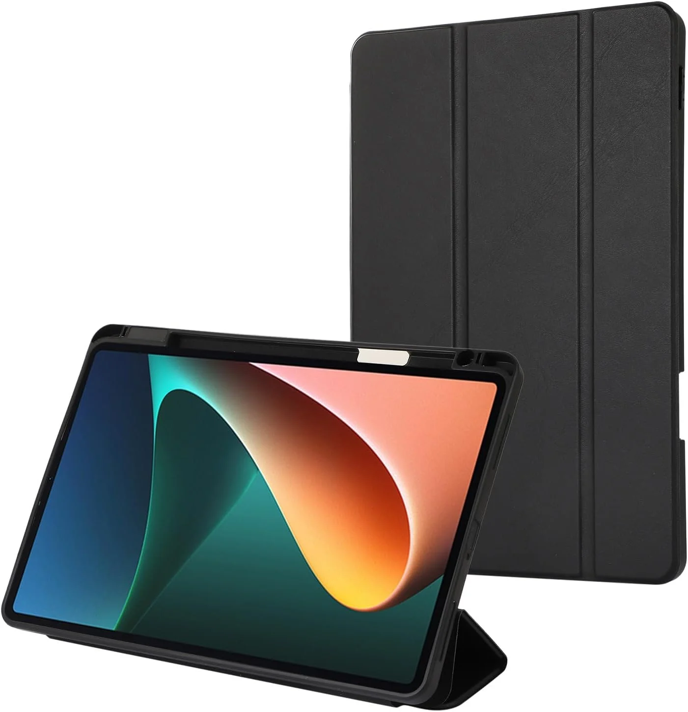 کیف تبلت مناسب برای شیائومی می پد 5 / می پد 5 پرو 11 اینچ 2021 با جای قلم، کیف هوشمند با پایه سه تایی و پشت TPU نرم، عملکرد خواب