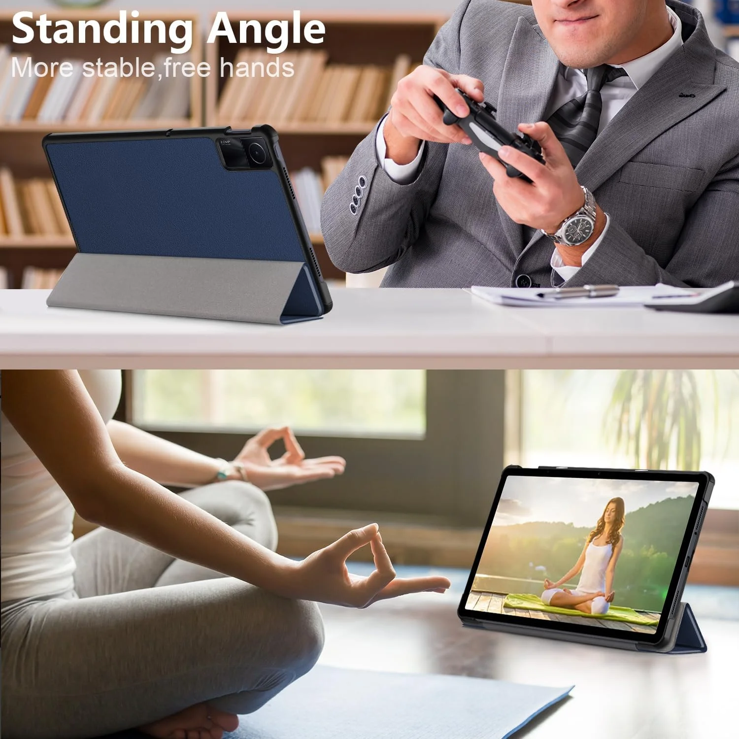 کیف تبلت Gylint برای شیائومی Redmi Pad SE، کاور استند چرمی PU فوق العاده نازک، سرمه ای، زوایای استند افقی متعدد، محافظت مناسب برای مدل 11 اینچی 2023 کیف تبلت Gylint برای شیائومی Redmi Pad SE، کاور استند چرمی PU فوق العاده نازک، سرمه ای، زوایای استند افقی متعدد، محافظت مناسب برای مدل 11 اینچی 2023