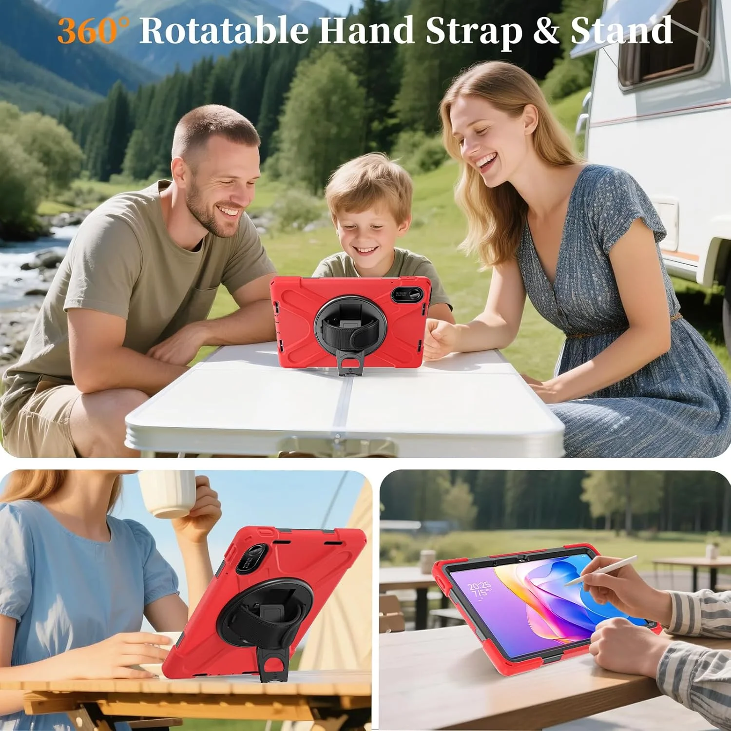 کیف تبلت کودکانه Gruattreay سازگار با شیائومی Redmi Pad 2 11 اینچ، کیف سیلیکونی بند دار قابل حمل با پایه مچی چرخان چند منظوره، جای قلم و بند قابل تنظیم (مشکی) کیف تبلت کودکانه Gruattreay سازگار با شیائومی Redmi Pad 2 11 اینچ، کیف سیلیکونی بند دار قابل حمل با پایه مچی چرخان چند منظوره، جای قلم و بند قابل تنظیم (مشکی)