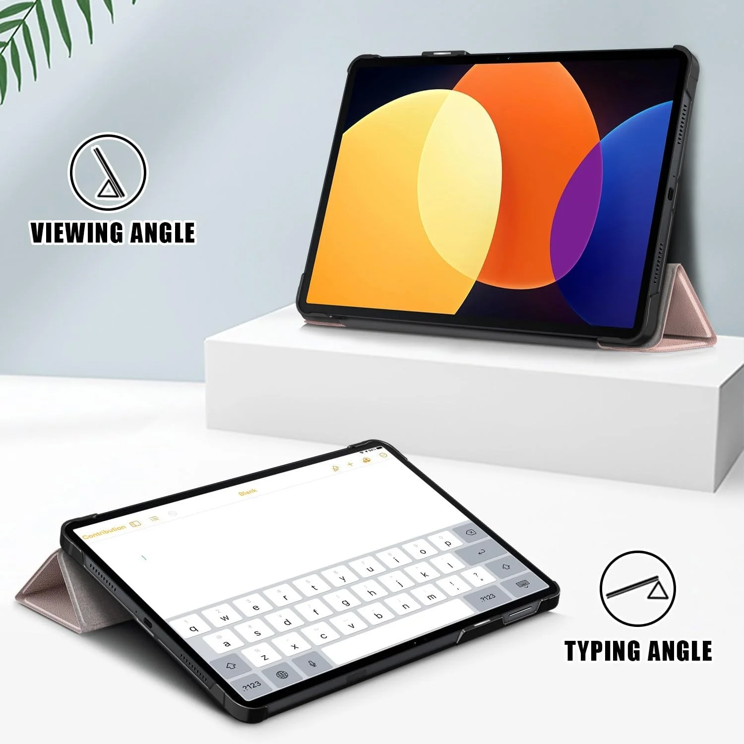 کیف تبلت مسافرتی سازگار با شیائومی پد 5 پرو 12.4 اینچ، کیف تبلت هوشمند سه تایی، کیف پایه فوق العاده نازک و سبک وزن با پوشش پشتی سخت PC، روکش فولیو، کیف تبلت با قابلیت خواب/بیداری خودکار