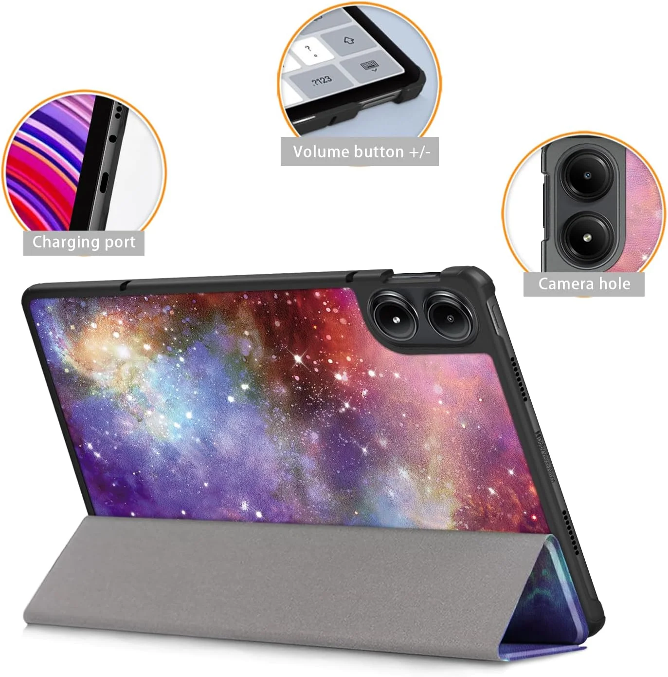 کیف تبلت TOPCASE برای تبلت شیائومی Redmi Pad Pro 12.1 اینچ / تبلت شیائومی Poco Pad 2024 12.1 اینچ، کیف محافظ باریک با عملکرد خواب/بیدار خودکار و پایه، طرح کهکشانی
