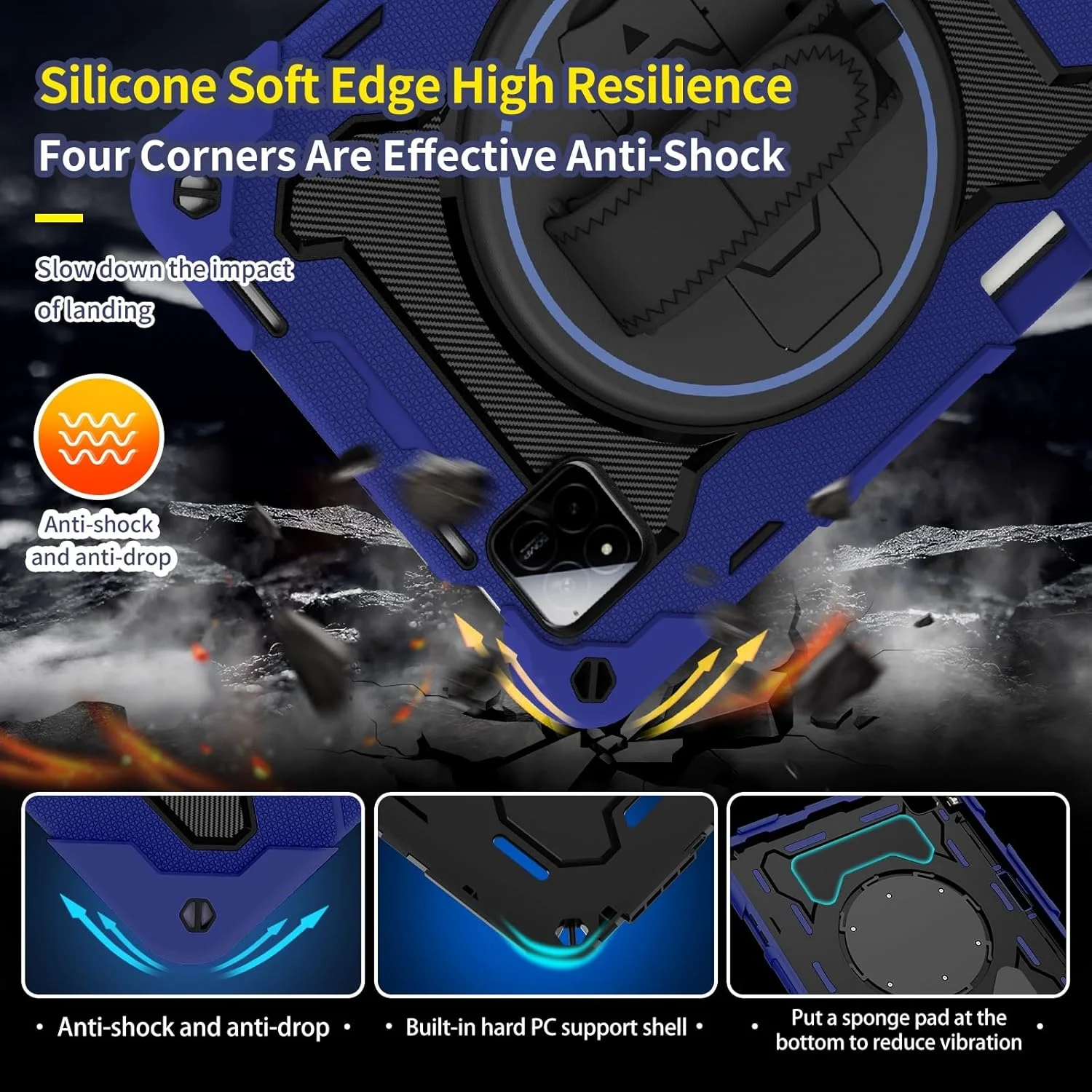 کیف تبلت کودکانه مناسب برای Xiaomi Redmi Pad7/Pad7 Pro 11.2 اینچی عرضه شده در سال 2024، پایه الاستیک چند زاویه + بند چرخان 360 درجه سه در یک