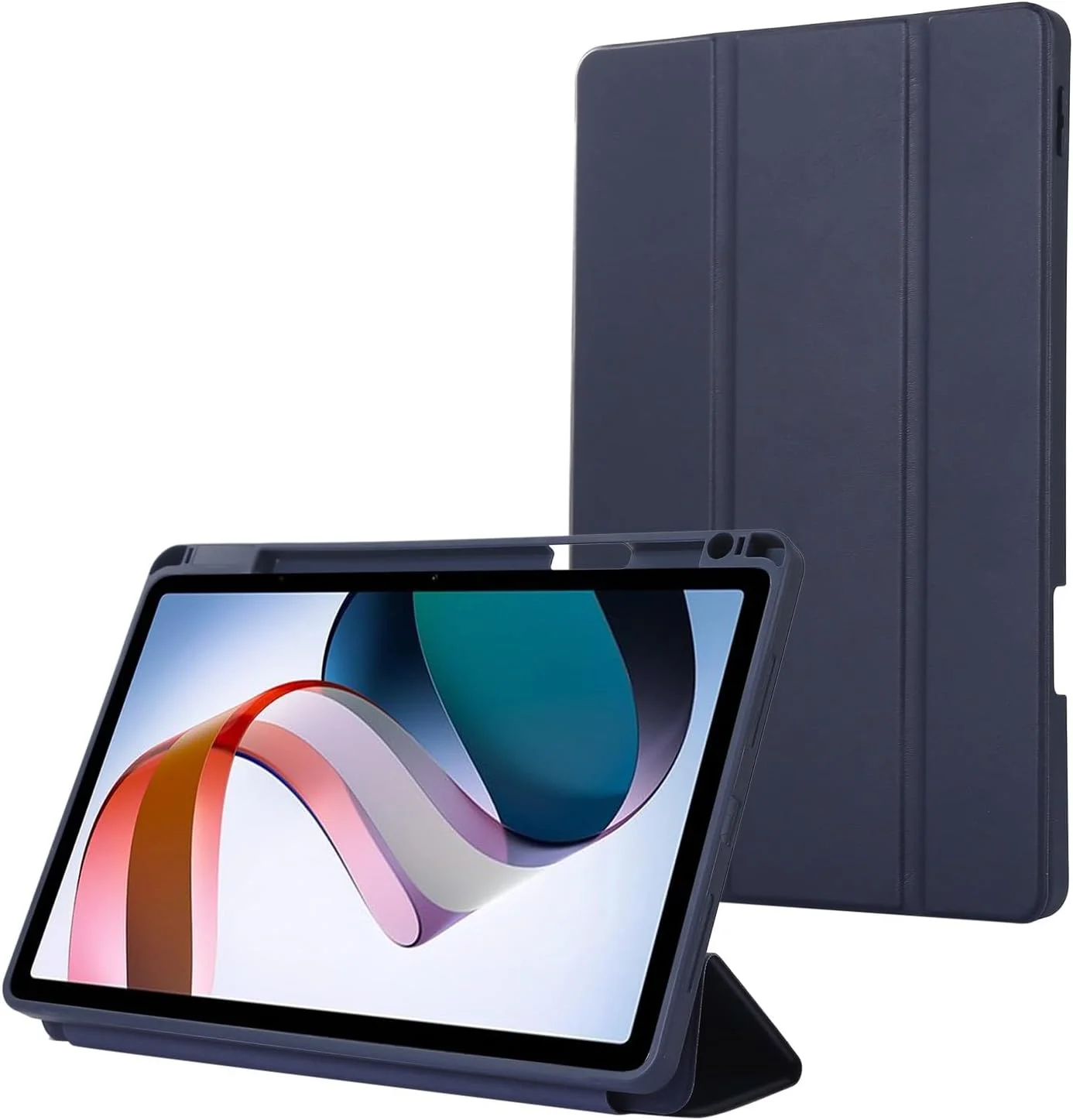کیف تبلت مسافرتی سازگار با شیائومی ردمی پد 10.6 اینچ 2022 به همراه جای قلم، کیف هوشمند با پایه سه درب و پشت TPU نرم، عملکرد خواب/بیدار