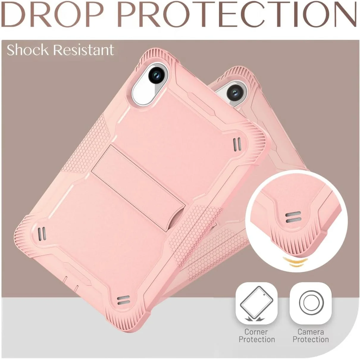 کیف محافظ تبلت شیائومی ردمی پد 2 سایز 11 اینچ مدل 2025، کاور محافظ ضد ضربه و مقاوم برای تبلت پد با پایه داخلی (رزگلد)