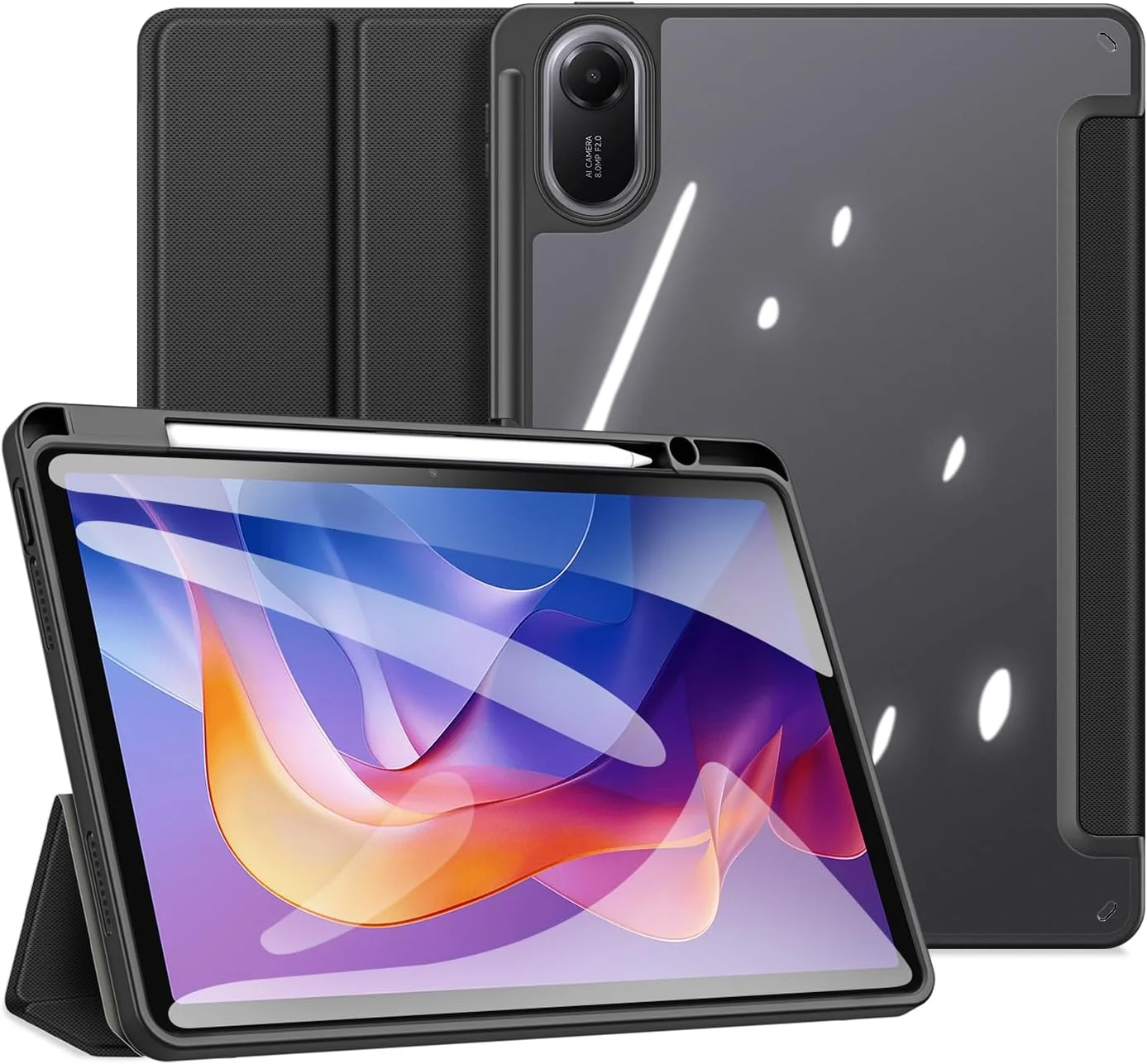 کیف تبلت Gruattreay سازگار با شیائومی Redmi Pad 2 11 اینچ (2025)، کیف چرمی PU سه تایی با قابلیت بیدار/خواب خودکار، پوشش پشتی شفاف و جای مداد داخلی کیف تبلت Gruattreay سازگار با شیائومی Redmi Pad 2 11 اینچ (2025)، کیف چرمی PU سه تایی با قابلیت بیدار/خواب خودکار، پوشش پشتی شفاف و جای مداد داخلی
