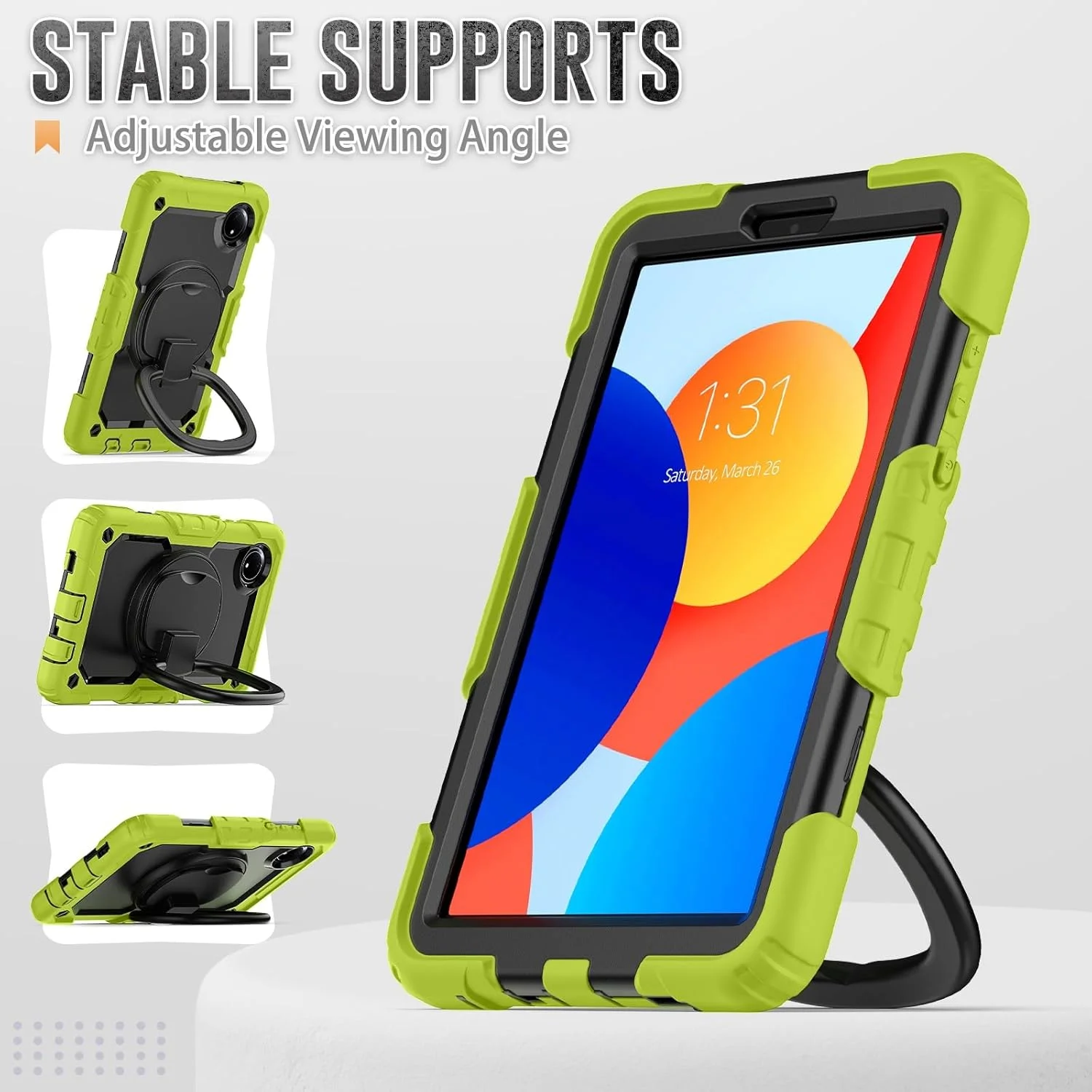 کاور تبلت مقاوم در برابر ضربه TPU سازگار با شیائومی Redmi Pad SE 8.7 اینچ 2024، کاور کودکانه با دسته چرخان 360 درجه، پایه نگهدارنده به همراه محافظ صفحه نمایش و بند شانه ای سازگار با Redmi کاور تبلت مقاوم در برابر ضربه TPU سازگار با شیائومی Redmi Pad SE 8.7 اینچ 2024، کاور کودکانه با دسته چرخان 360 درجه، پایه نگهدارنده به همراه محافظ صفحه نمایش و بند شانه ای سازگار با Redmi