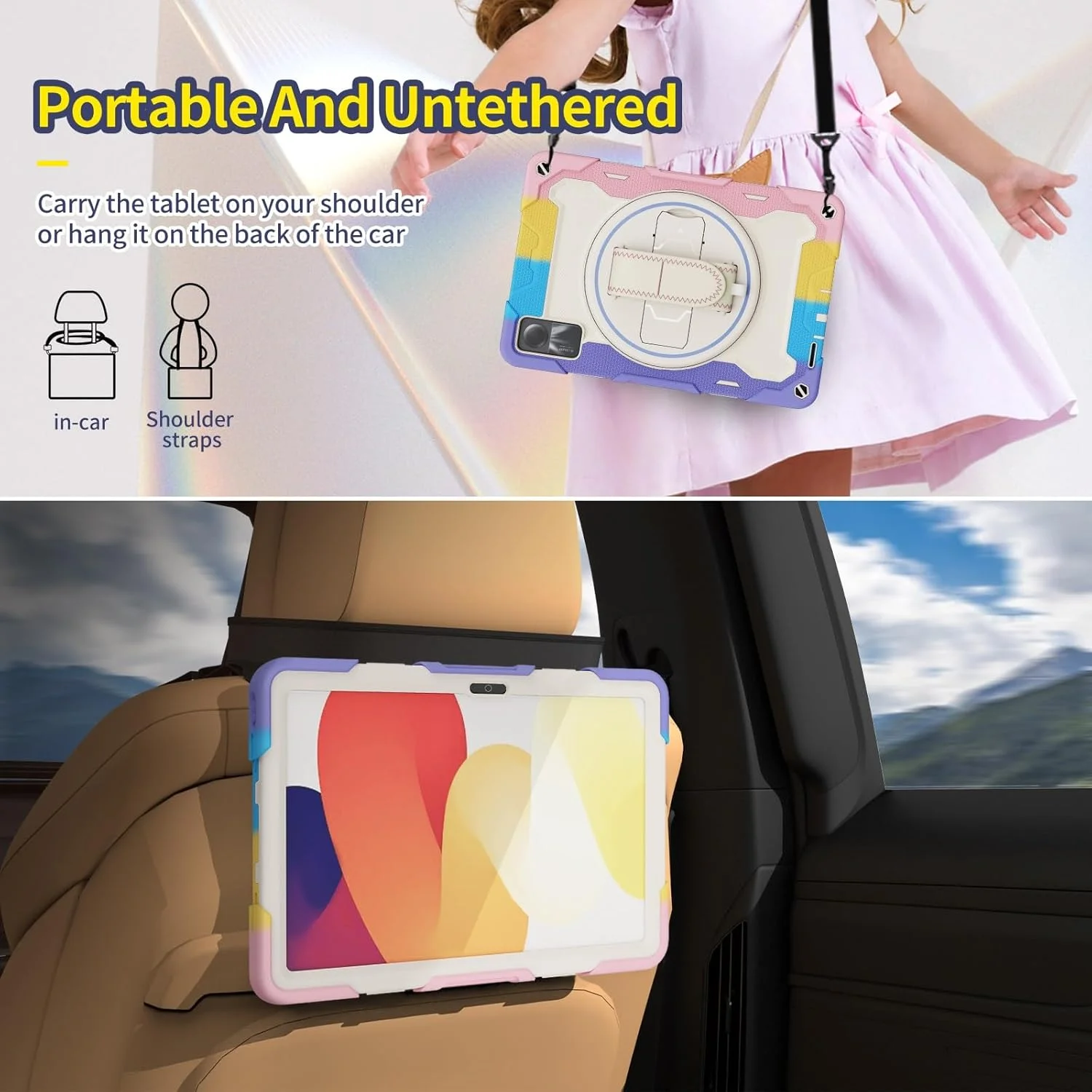 Tablet Cover Kids Case Compatible with Xiaomi Redmi Pad SE 11inch 2023,Multi-Angle Elastic Bracket+360° Adjustable Swivel Hand Strap Three-in-one Shatter-Resistant Shell, Drop-Proof,Shoulder Strap Tab Tablet Cover Kids Case Compatible with Xiaomi Redmi Pad SE 11inch 2023,Multi-Angle Elastic Bracket+360° Adjustable Swivel Hand Strap Three-in-one Shatter-Resistant Shell, Drop-Proof,Shoulder Strap Tab