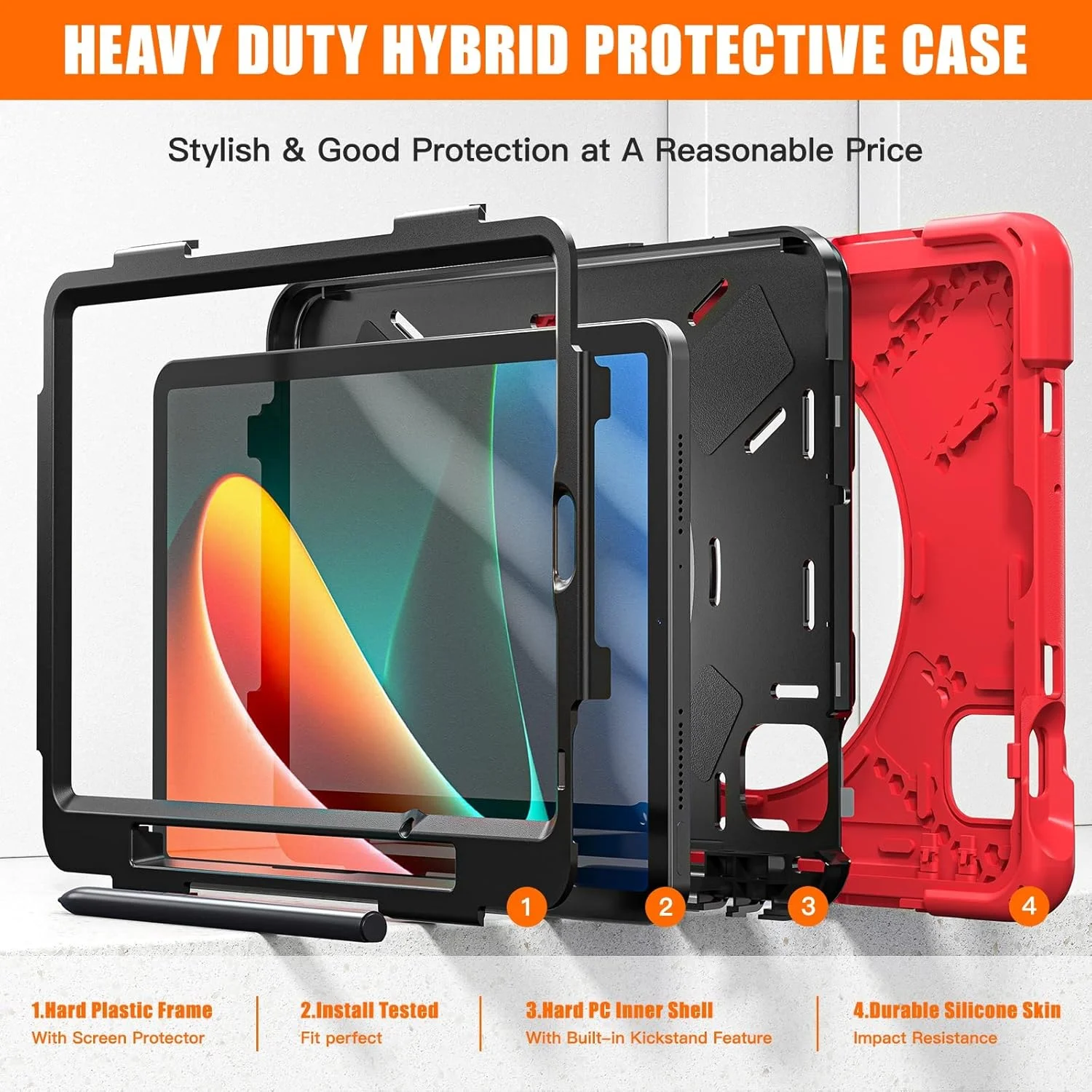 کیف محافظ تبلت ضد ضربه TPU سازگار با شیائومی می پد 5 / MIPAD 5 Pro 11 اینچ 2021، کاور محافظ ضد ضربه با پایه چرخان + دسته + بند کیف محافظ تبلت ضد ضربه TPU سازگار با شیائومی می پد 5 / MIPAD 5 Pro 11 اینچ 2021، کاور محافظ ضد ضربه با پایه چرخان + دسته + بند