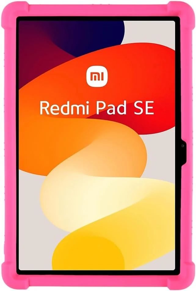 کاور YHFZR برای شیائومی Redmi Pad SE 11 اینچ، صورتی: کاور تبلت، کاور سیلیکونی نرم TPU با استند، ضد لغزش، مناسب کودکان
