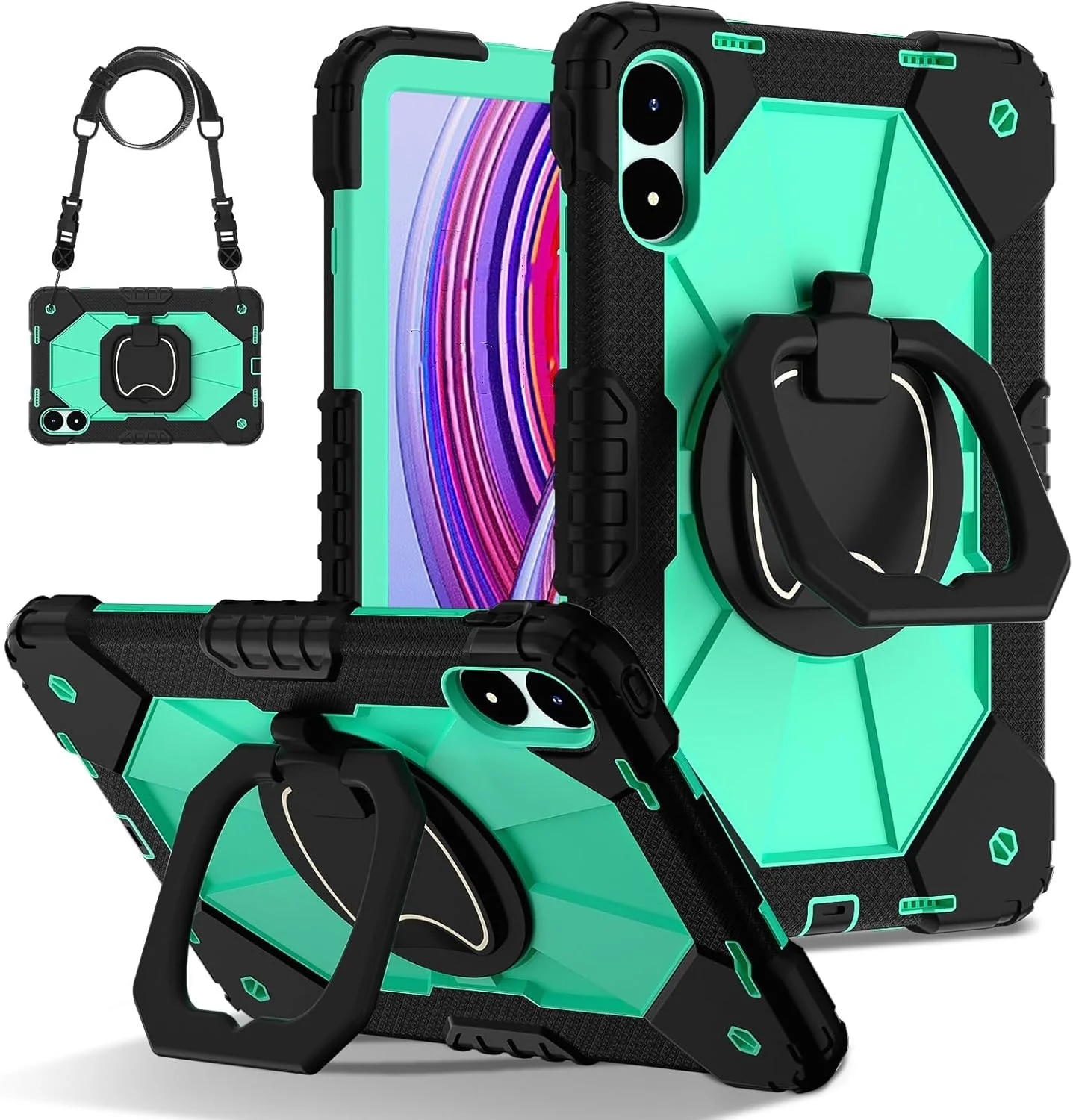 کیف تبلت مسافرتی سازگار با شیائومی پوکو پد 12.1 اینچ 2024، کیف محافظ بادوام و مقاوم در برابر ضربه 12.1 اینچی مناسب برای کودکان با پایه نگهدارنده و بند شانه ای برای شیائومی پوکو پد